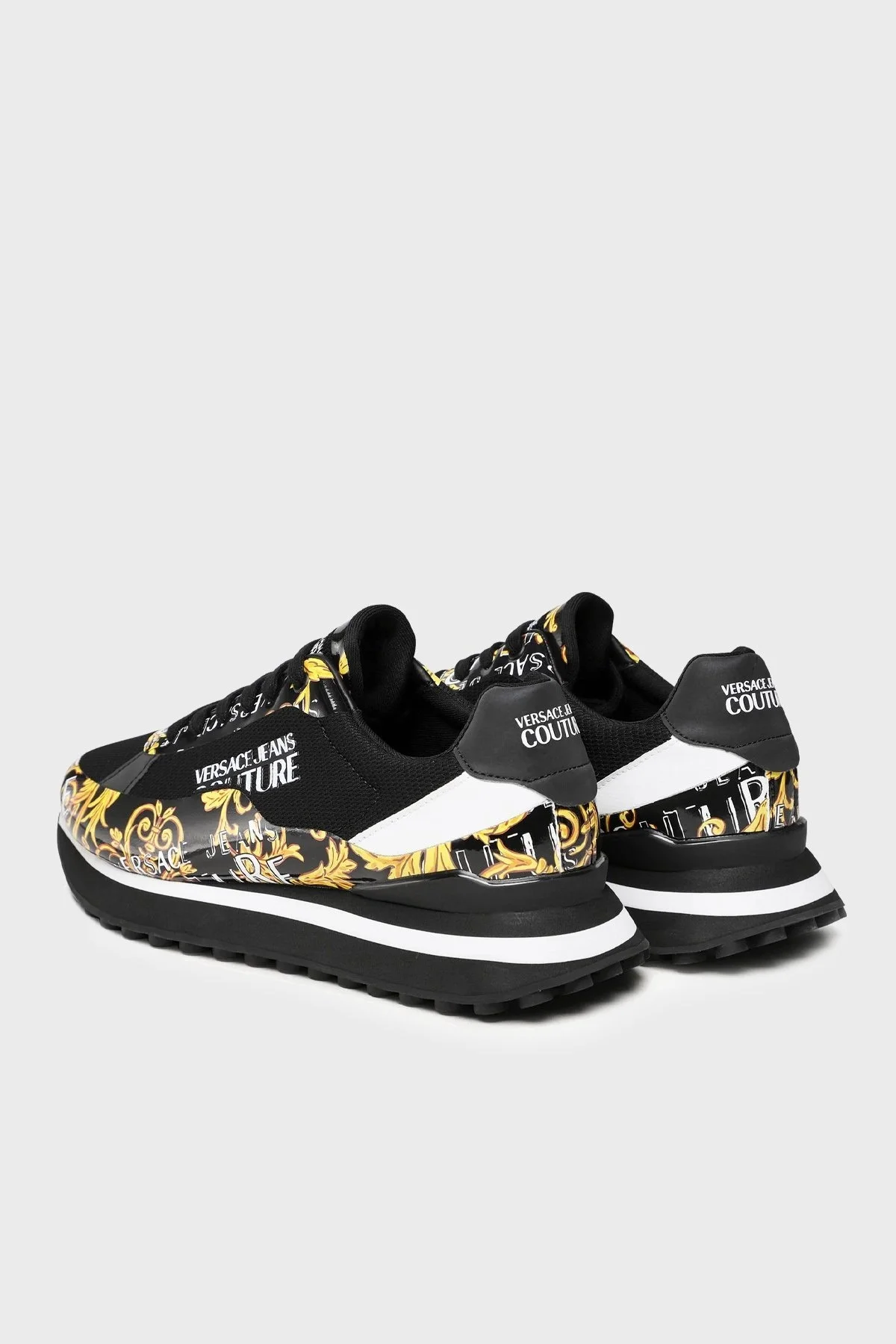 Versace Jeans Couture Barok Desenli Sneaker Erkek Ayakkabı 74YA3SE1 ZS658 G89 SİYAH-GOLD - 3