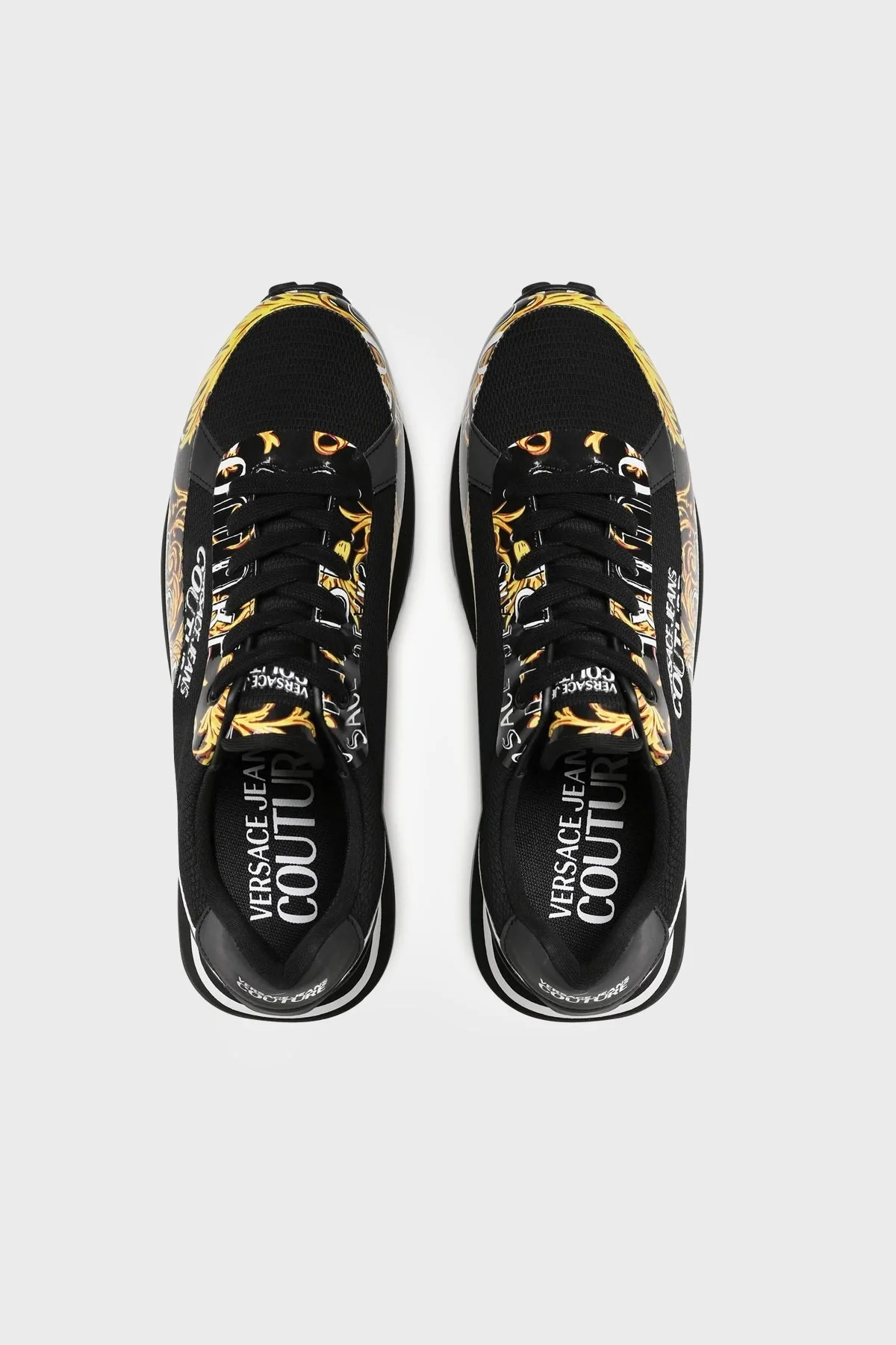 Versace Jeans Couture Barok Desenli Sneaker Erkek Ayakkabı 74YA3SE1 ZS658 G89 SİYAH-GOLD - 5