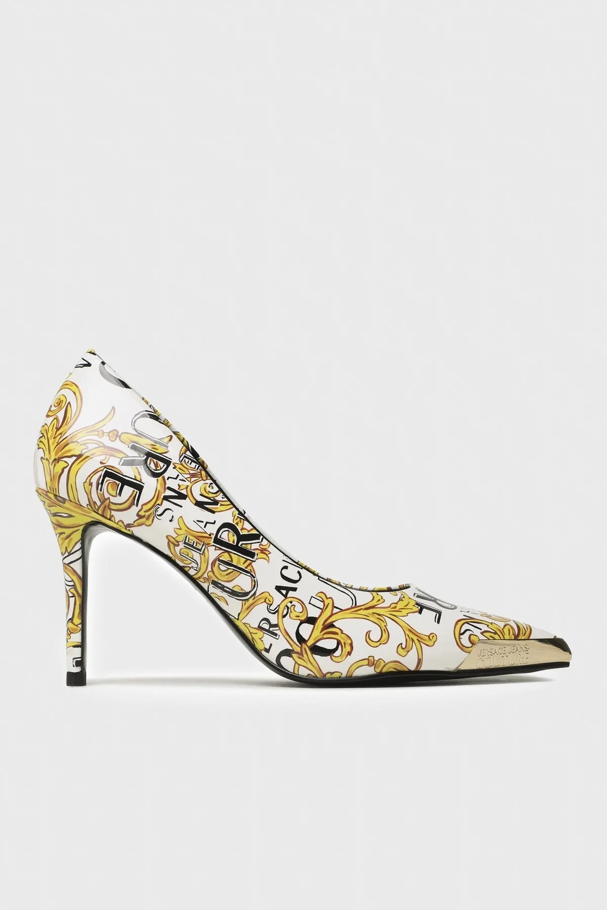 Versace Jeans Couture Barok Desenli Topuklu Bayan Ayakkabı 74VA3S50 ZS366 G03 BEYAZ - 1