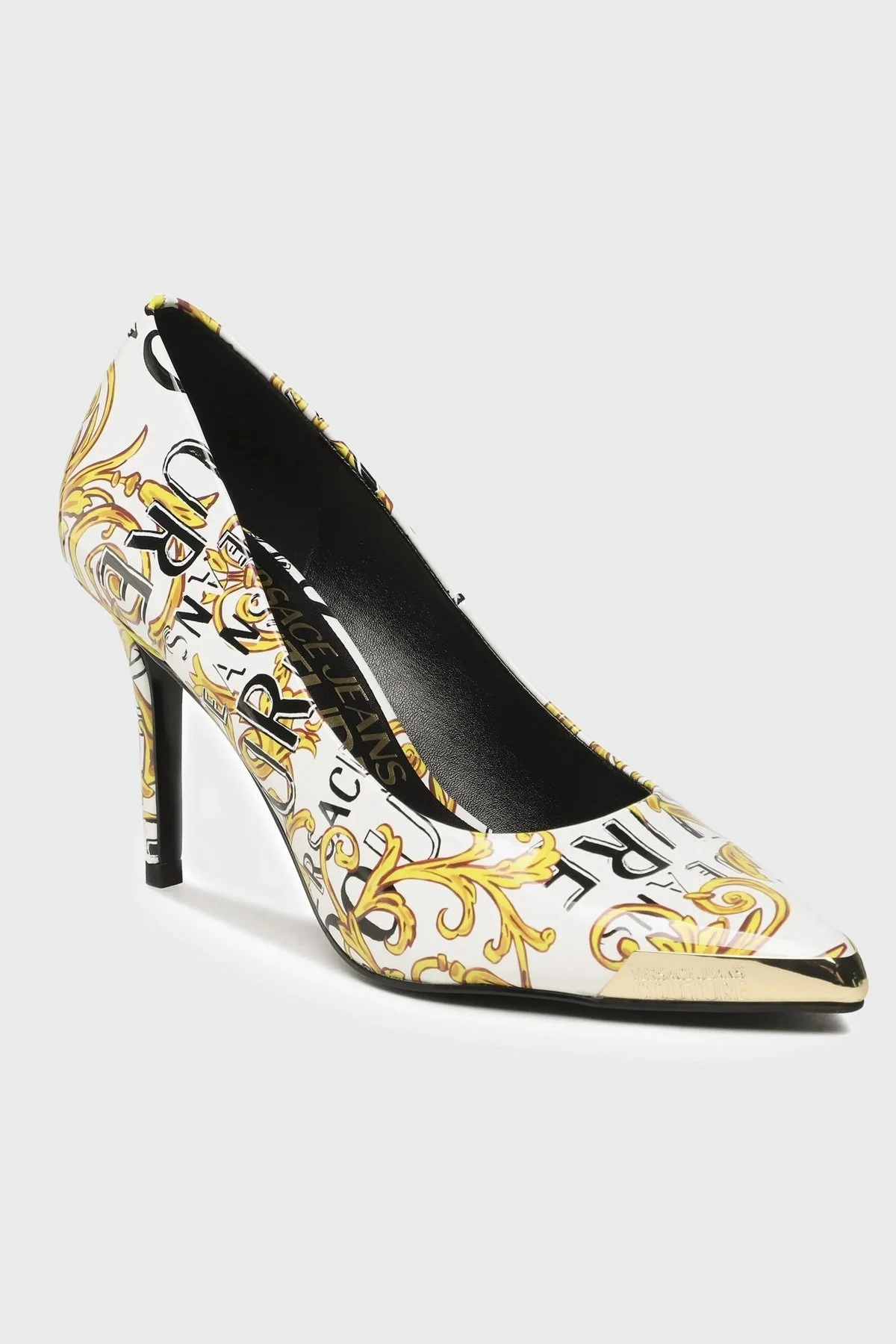 Versace Jeans Couture Barok Desenli Topuklu Bayan Ayakkabı 74VA3S50 ZS366 G03 BEYAZ - 2