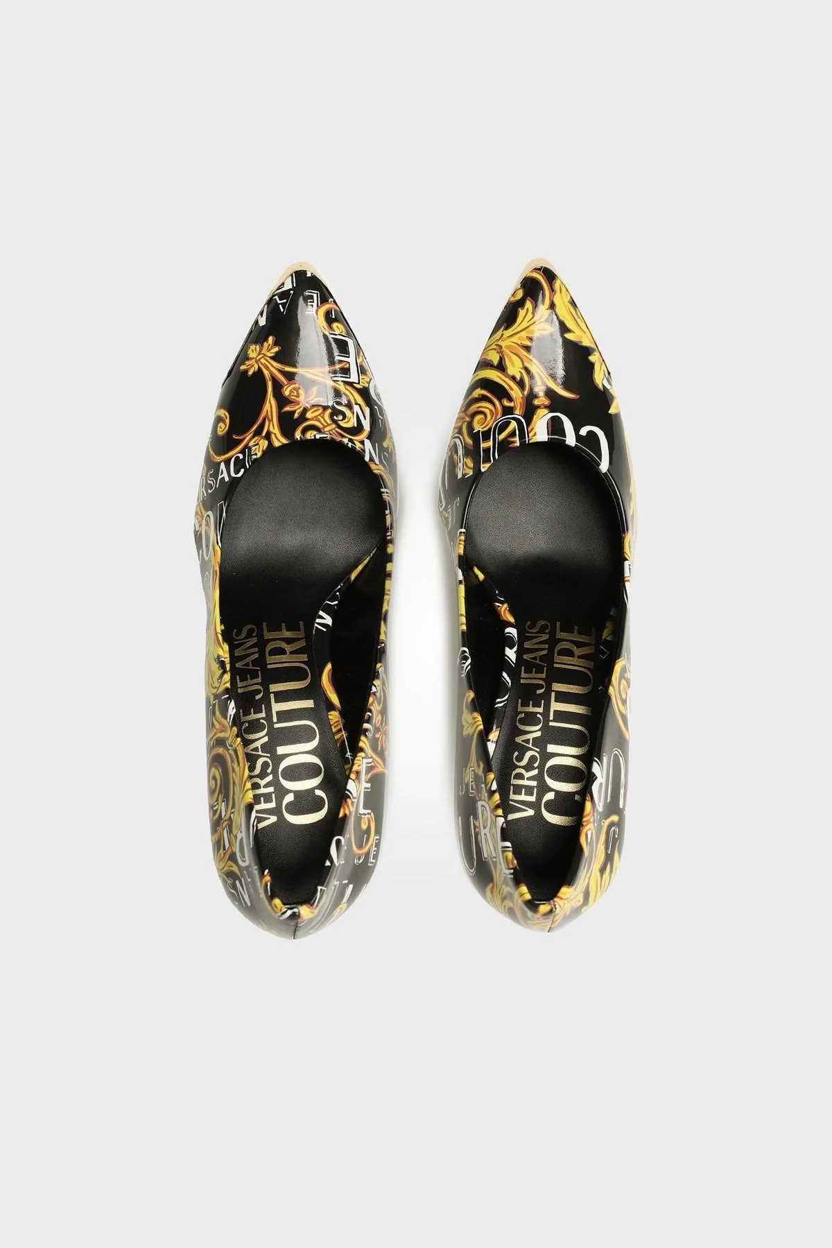 Versace Jeans Couture Barok Desenli Topuklu Bayan Ayakkabı 74VA3S50 ZS366 G89 SİYAH - 5