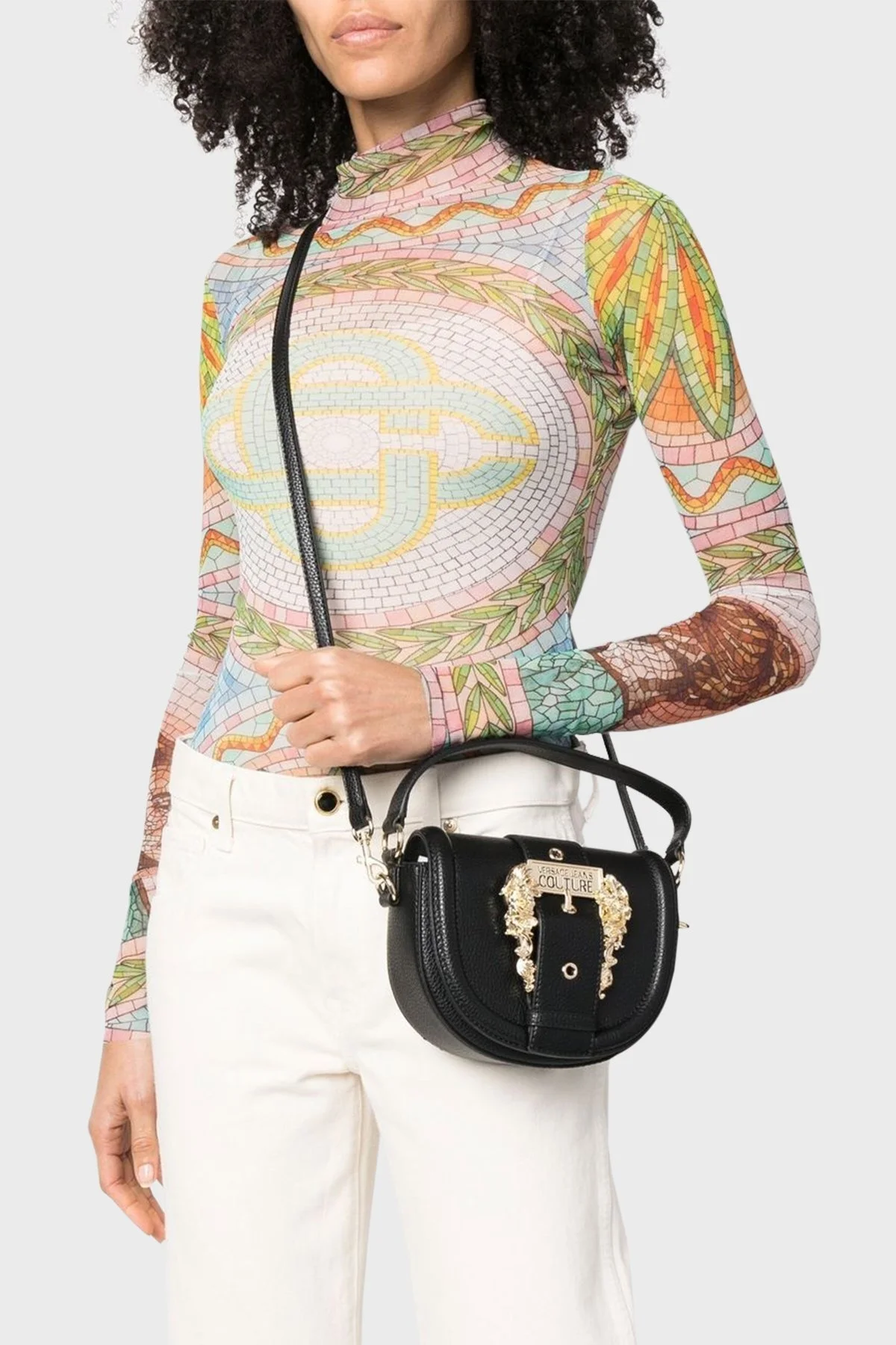 Versace Jeans Couture Barok Tokalı Çıkarılabilir Omuz Askılı Tote Bayan Çanta 75VA4BF2 ZS413 899 SİYAH - 2
