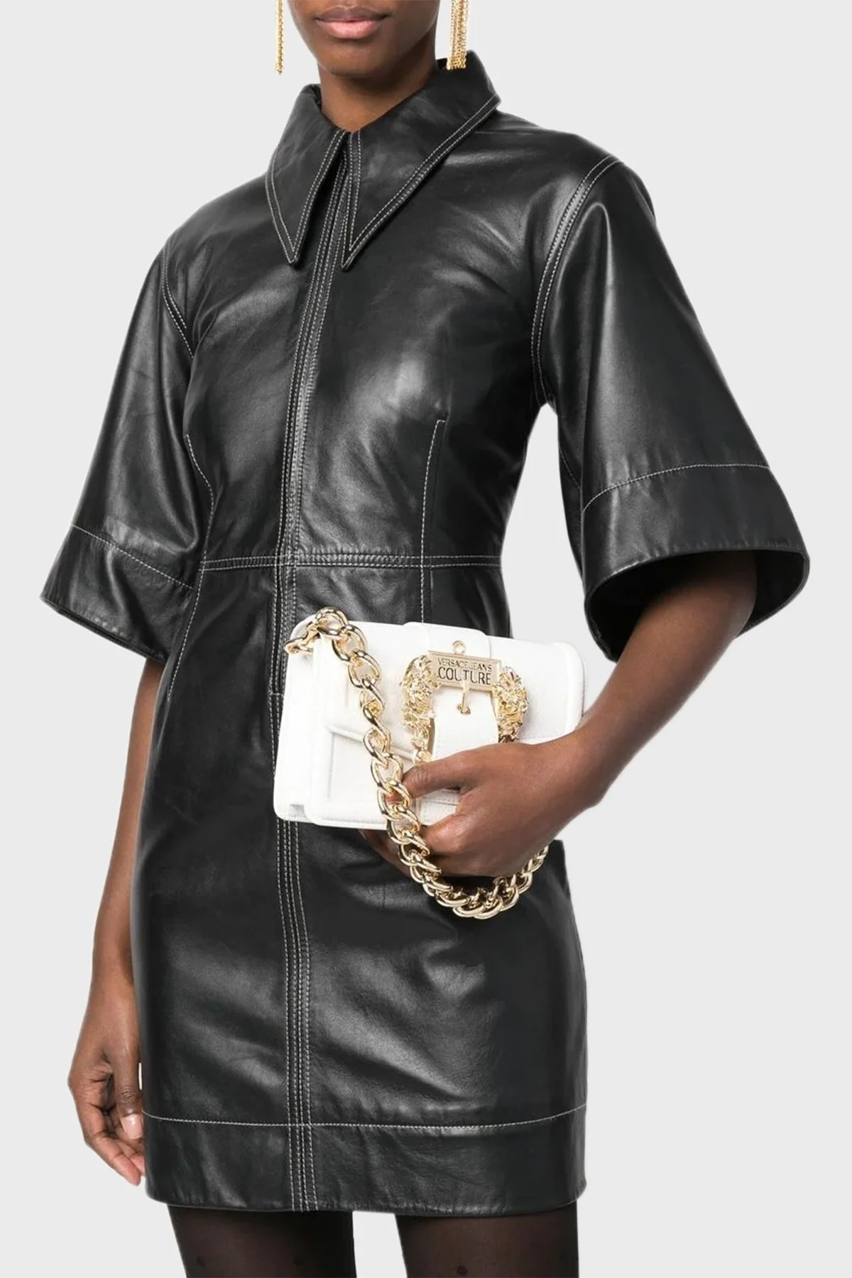 Versace Jeans Couture Barok Tokalı Çıkarılabilir Uzatma Askılı Zincirli Bayan Çanta 75VA4BFC ZS413 003 BEYAZ - 2