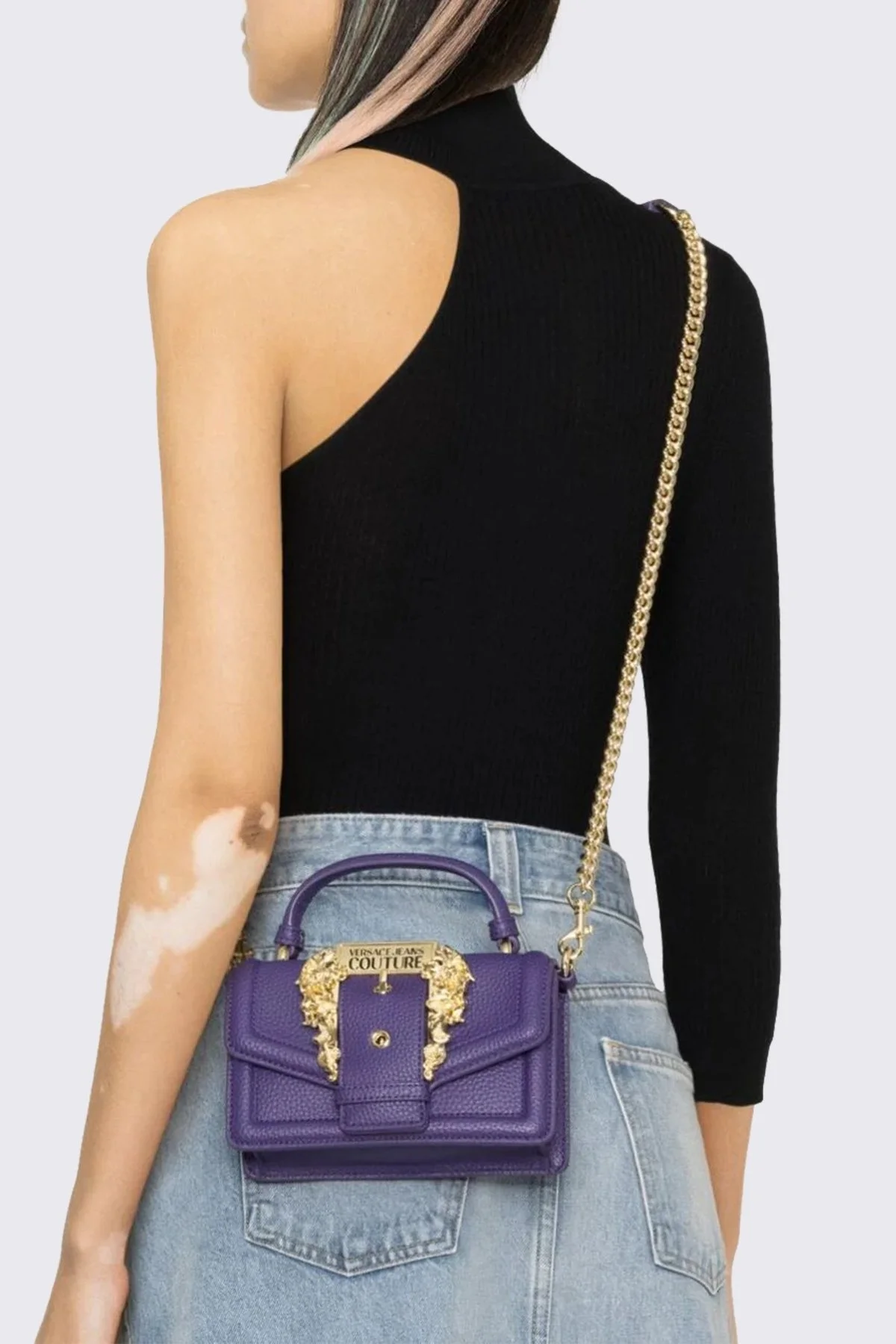 Versace Jeans Couture Barok Tokalı Zincir Askılı Bayan Çanta 75VA4BF6 ZS413 308 MOR - 3