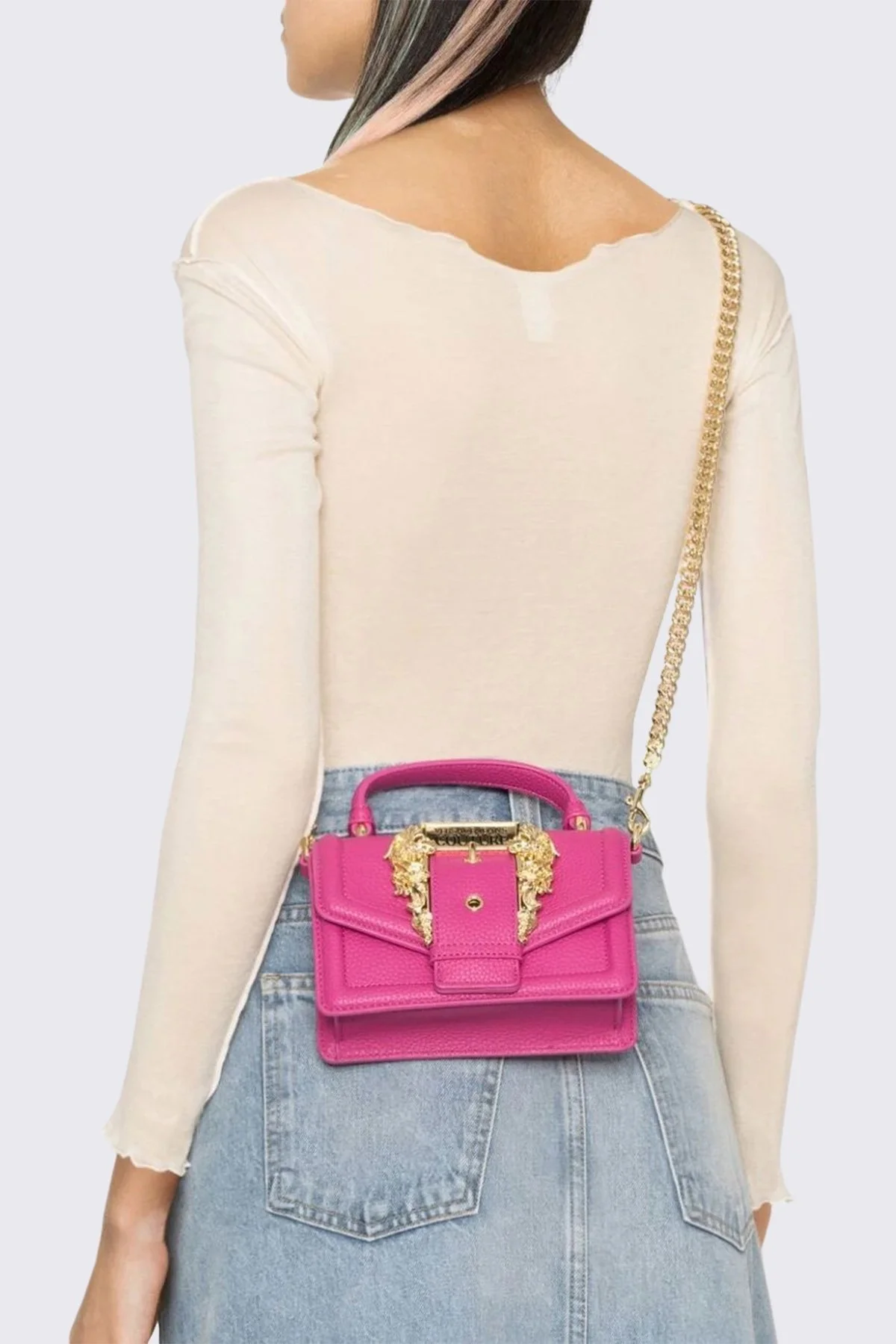Versace Jeans Couture Barok Tokalı Zincir Askılı Bayan Çanta 75VA4BF6 ZS4134 55 FUŞYA - 3