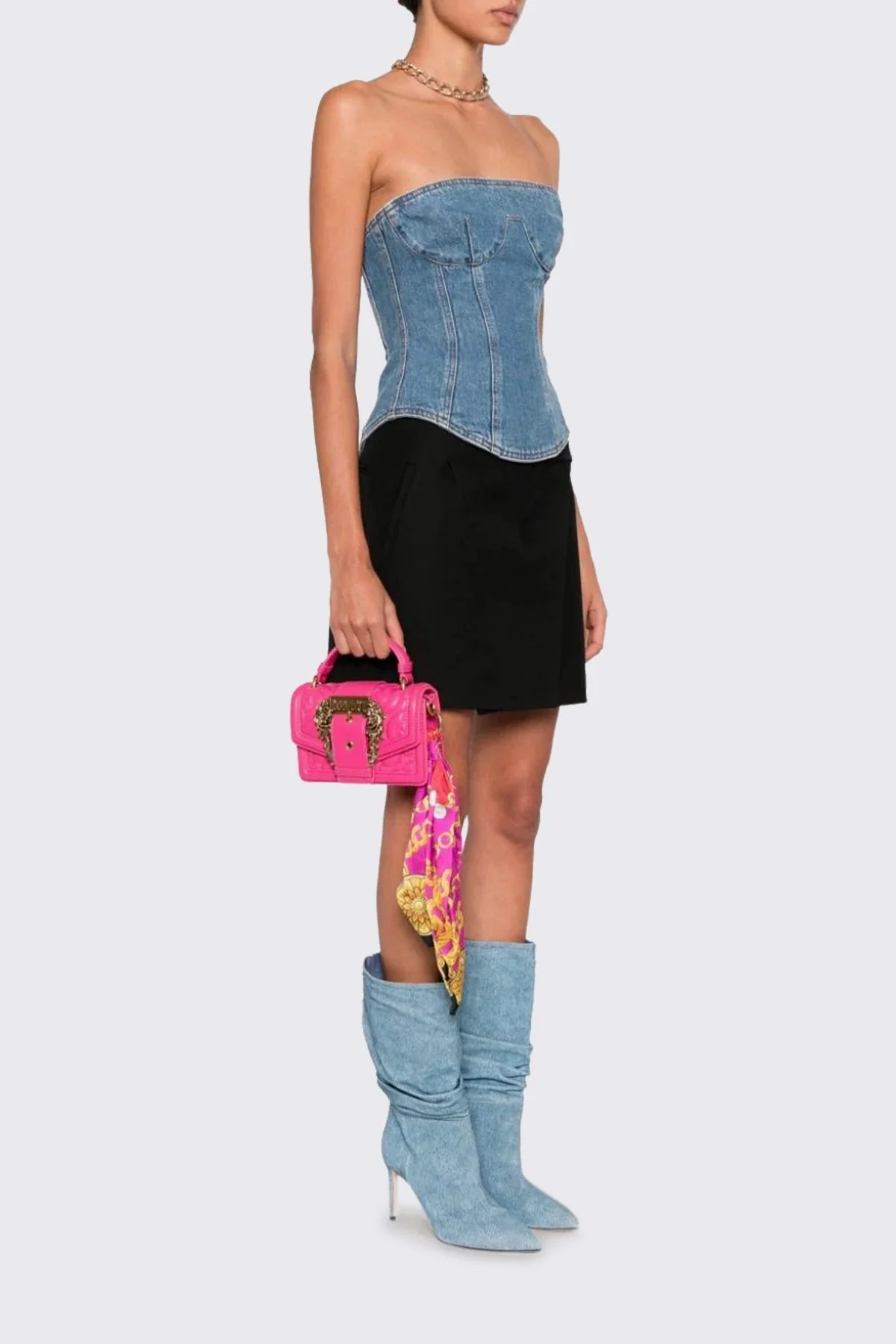 Versace Jeans Couture Barok Tokalı Zincir Askılı Fularlı Tote Bayan Çanta 75VA4BF6 ZS8034 55 FUŞYA - 2