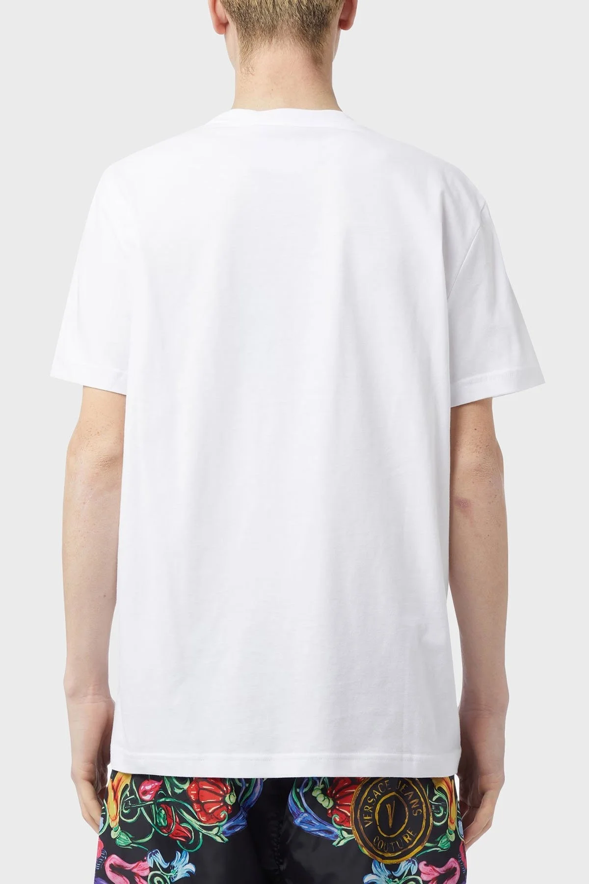 Versace Jeans Couture Baskılı Bisiklet Yaka % 100 Pamuk Regular Fit Erkek T Shirt 74GAHF01 CJ00F 003 BEYAZ - 3