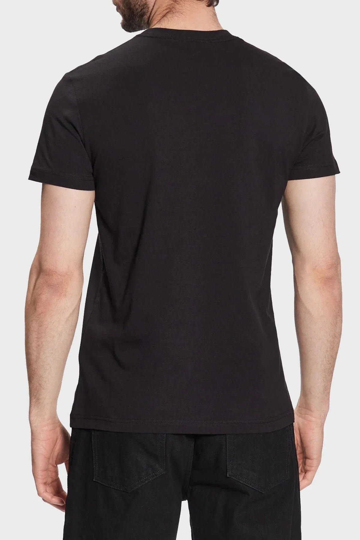 Versace Jeans Couture Baskılı Bisiklet Yaka % 100 Pamuk Regular Fit Erkek T Shirt 74GAHF01 CJ00F 899 SİYAH - 2