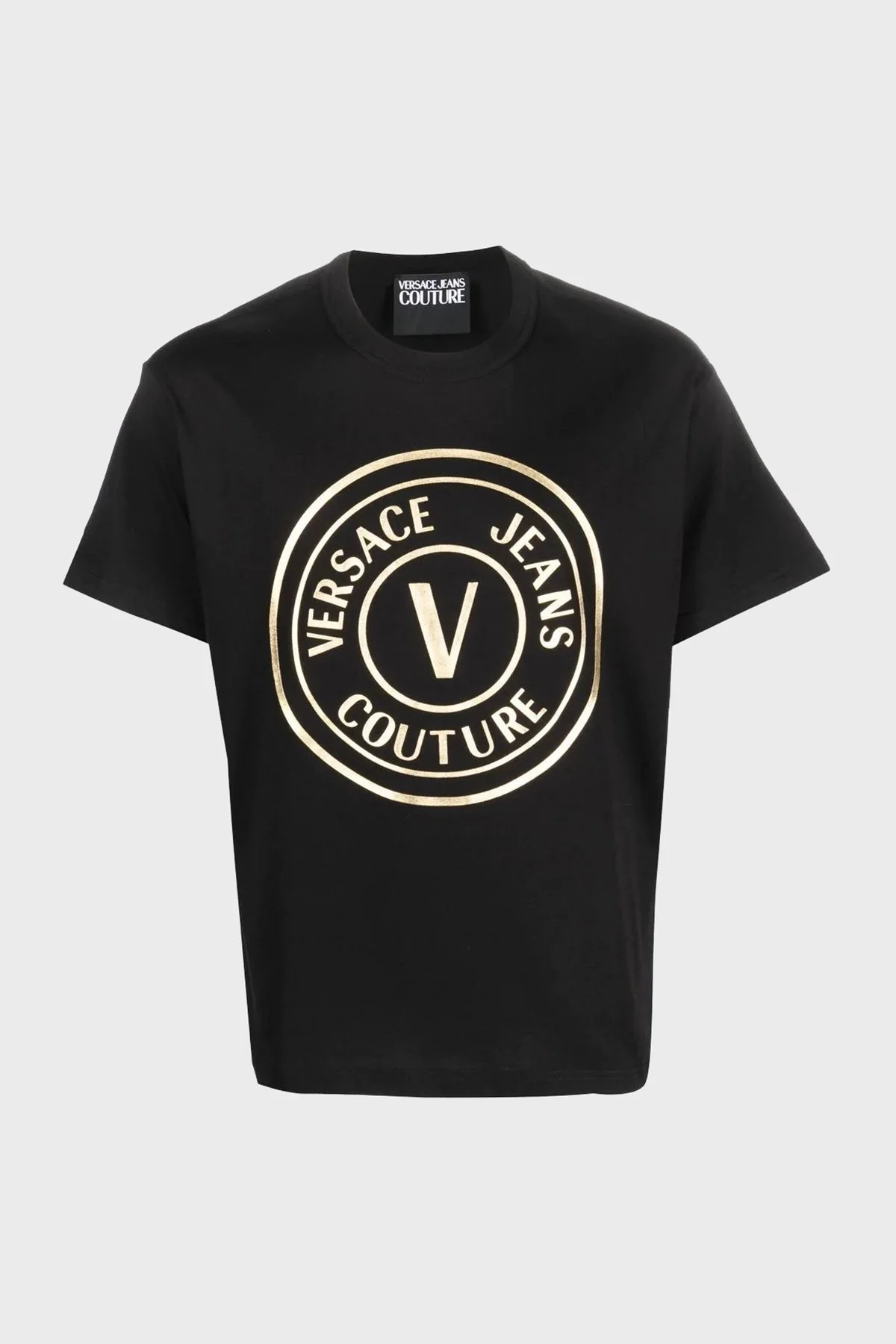 Versace Jeans Couture Baskılı Bisiklet Yaka % 100 Pamuk Regular Fit Erkek T Shirt 74GAHT05 CJ00T G89 SİYAH - 5