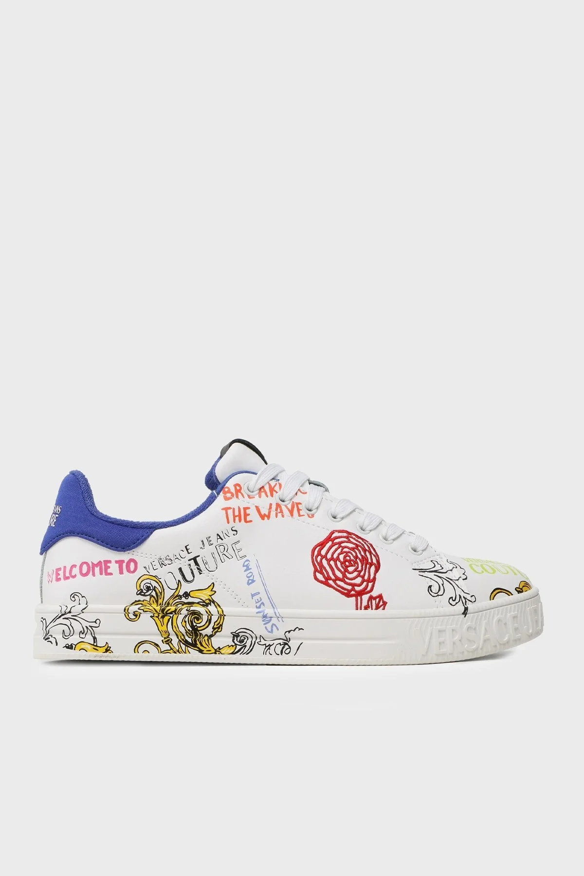 Versace Jeans Couture Baskılı Deri Sneaker Erkek Ayakkabı 74YA3SKC ZP265 MD7 BEYAZ - 1