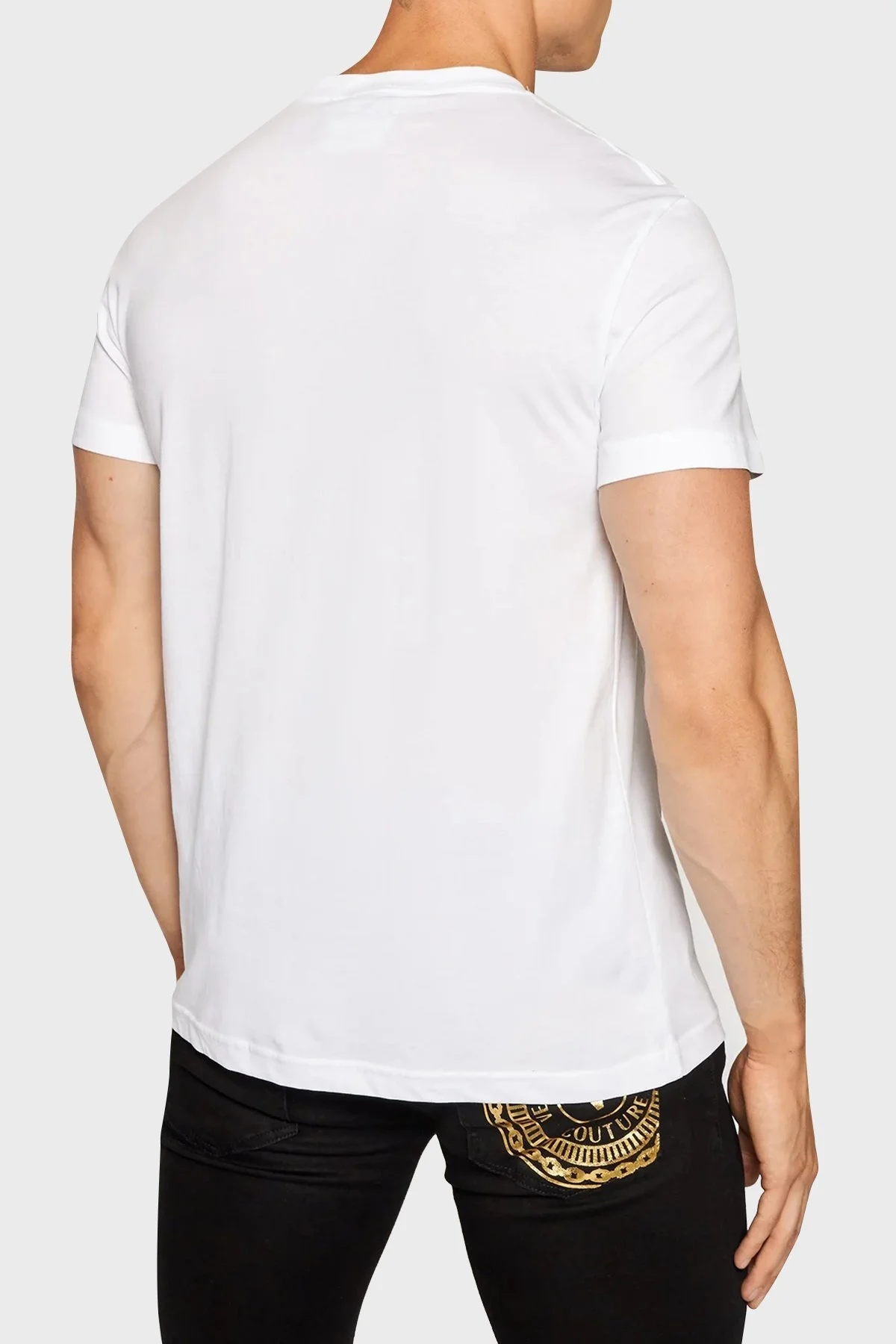 Versace Jeans Couture Baskılı Regular Fit Bisiklet Yaka Pamuklu Erkek T Shirt 71GAHF05 CJ00F G03 BEYAZ - 2