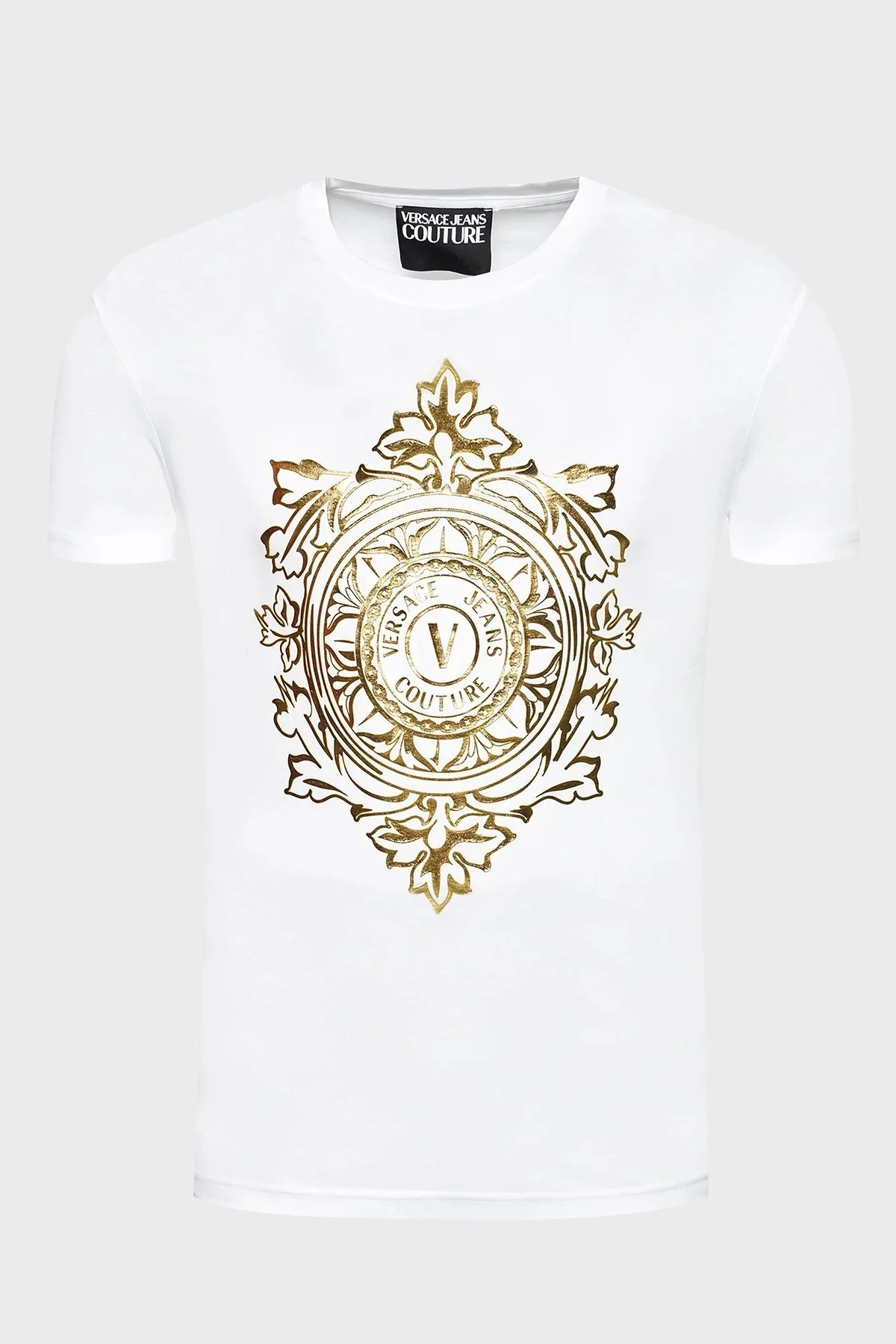 Versace Jeans Couture Baskılı Regular Fit Bisiklet Yaka Pamuklu Erkek T Shirt 71GAHF05 CJ00F G03 BEYAZ - 4