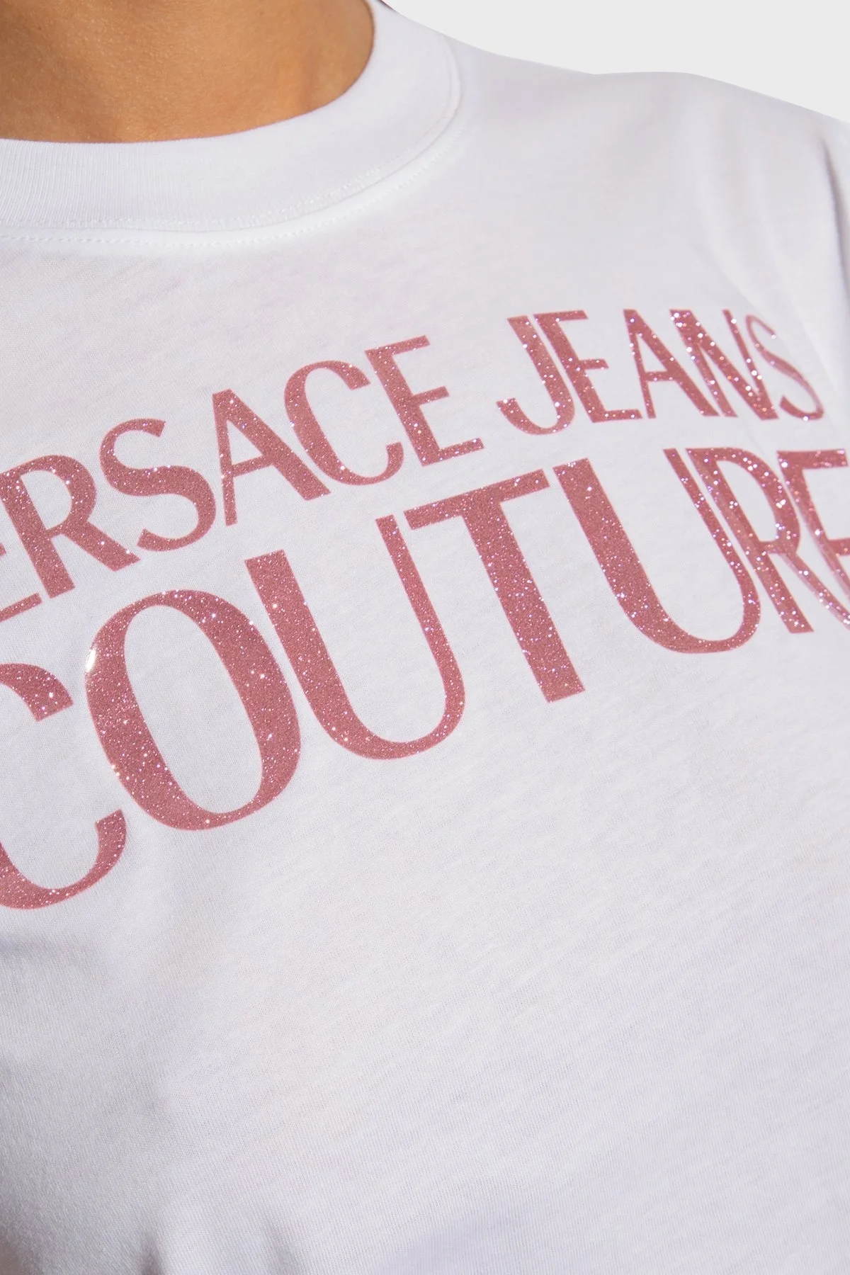 Versace Jeans Couture Bayan T Shirt 76HAHG03 CJ00G 003 BEYAZ - 4