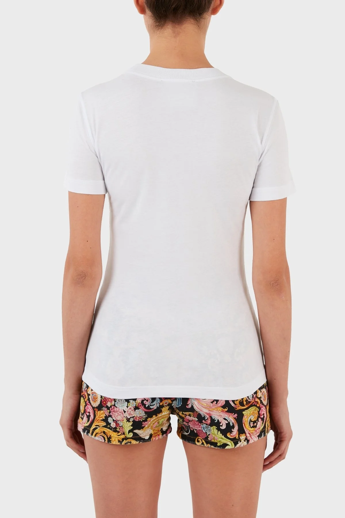 Versace Jeans Couture Desenli % 100 Pamuk Bisiklet Yaka Bayan T Shirt B2HWA7PD 30457 003 BEYAZ - 2