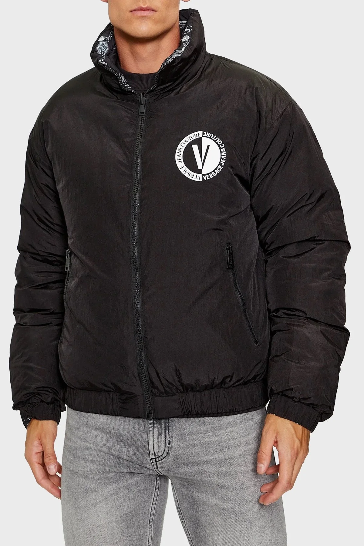 Versace Jeans Couture Çift Taraflı Kuş Tüyü Dolgulu Erkek Mont 75GAUD04 CQS70 899 SİYAH - 2