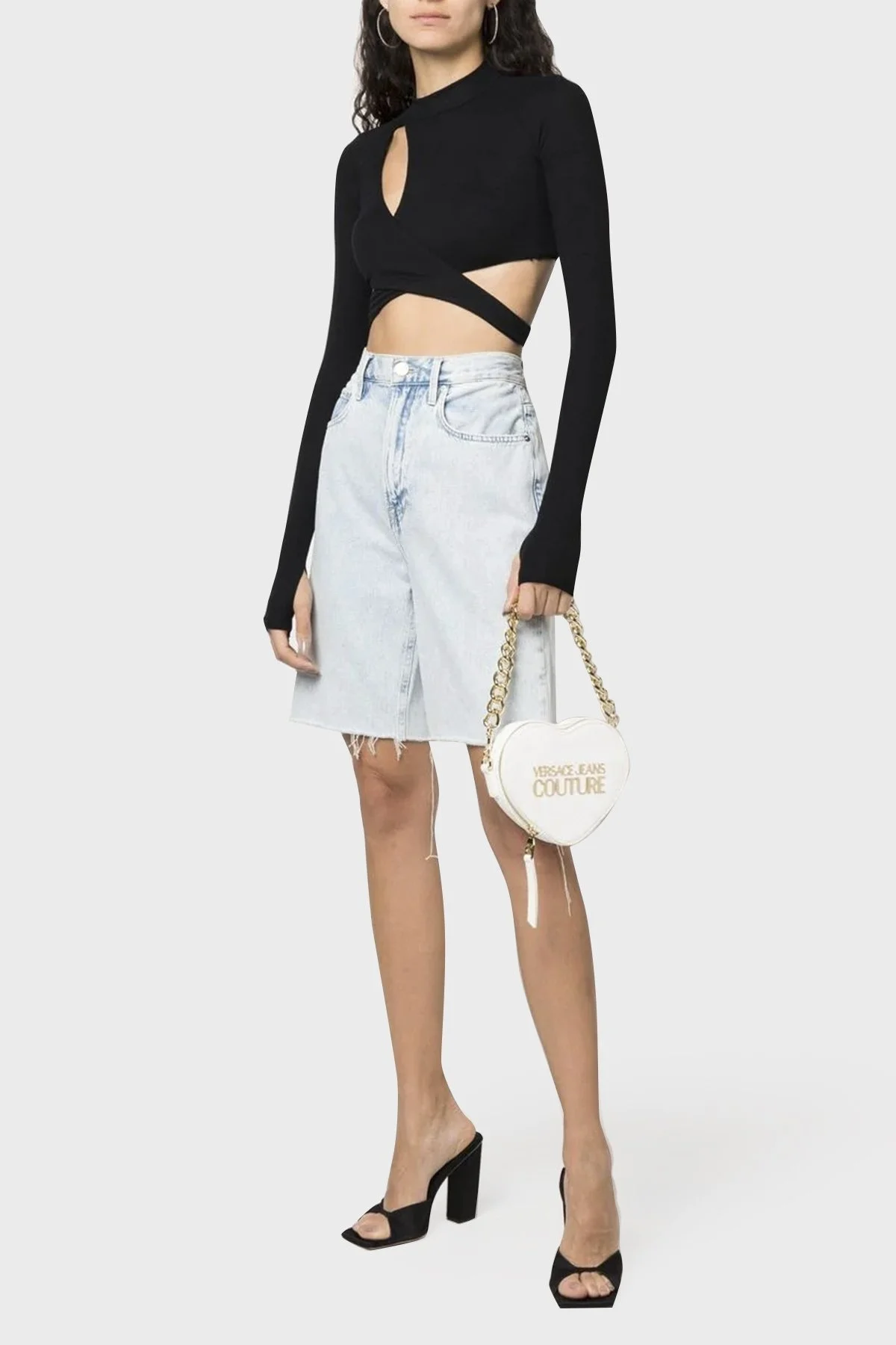 Versace Jeans Couture Çıkarılabilir Ayarlanabilir Askılı Zincirli Bayan Çanta 74VA4BL6 ZS467 003 BEYAZ - 2