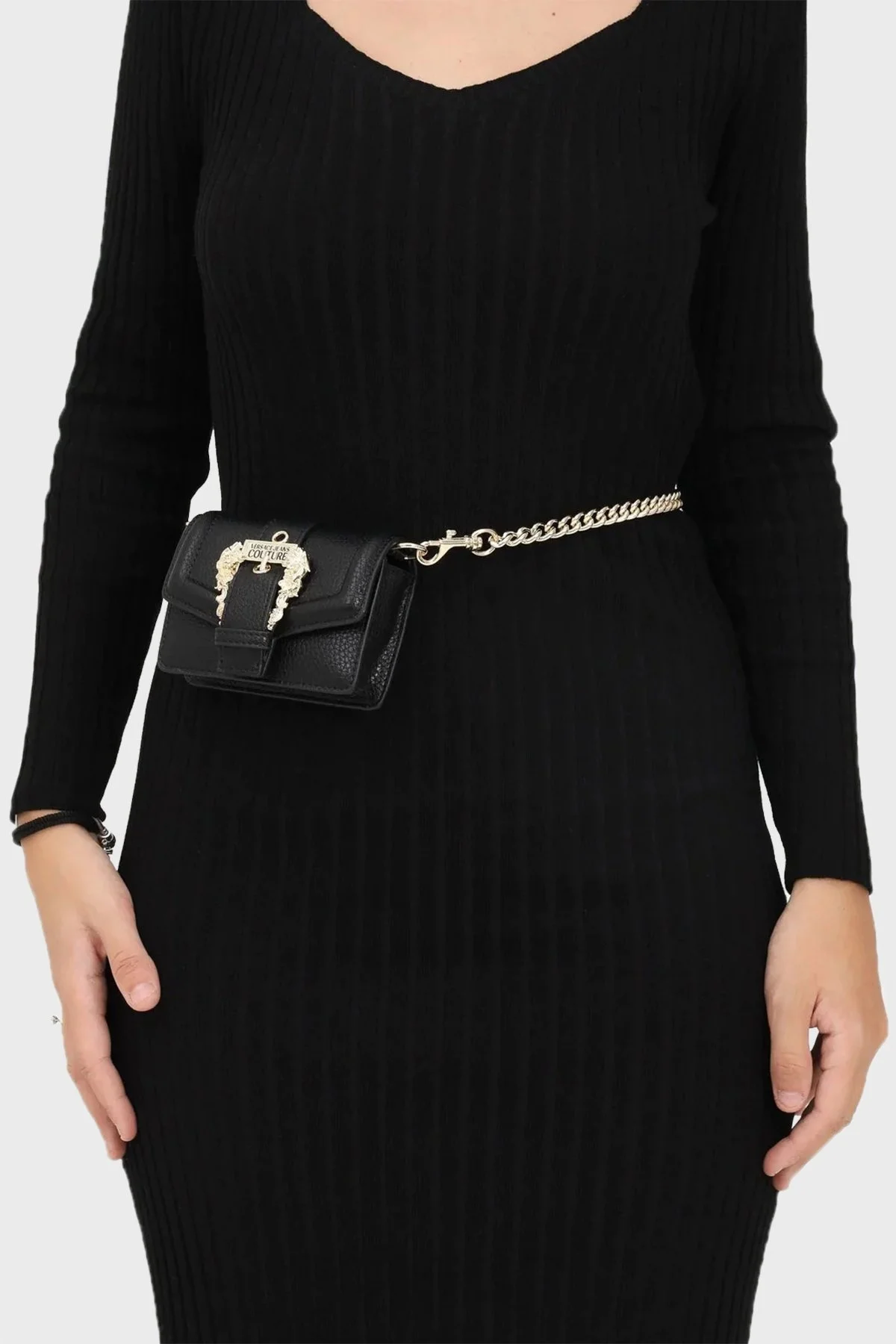 Versace Jeans Couture Çıkarılabilir Zincir Askılı Bayan Çanta 73VA4BFO ZS413 899 SİYAH - 2