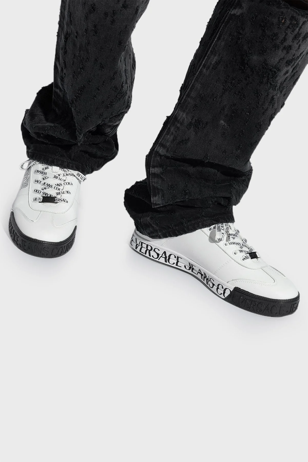 Versace Jeans Couture Deri Sneaker Erkek Ayakkabı 76YA3SK6 ZPA56 003 BEYAZ - 7