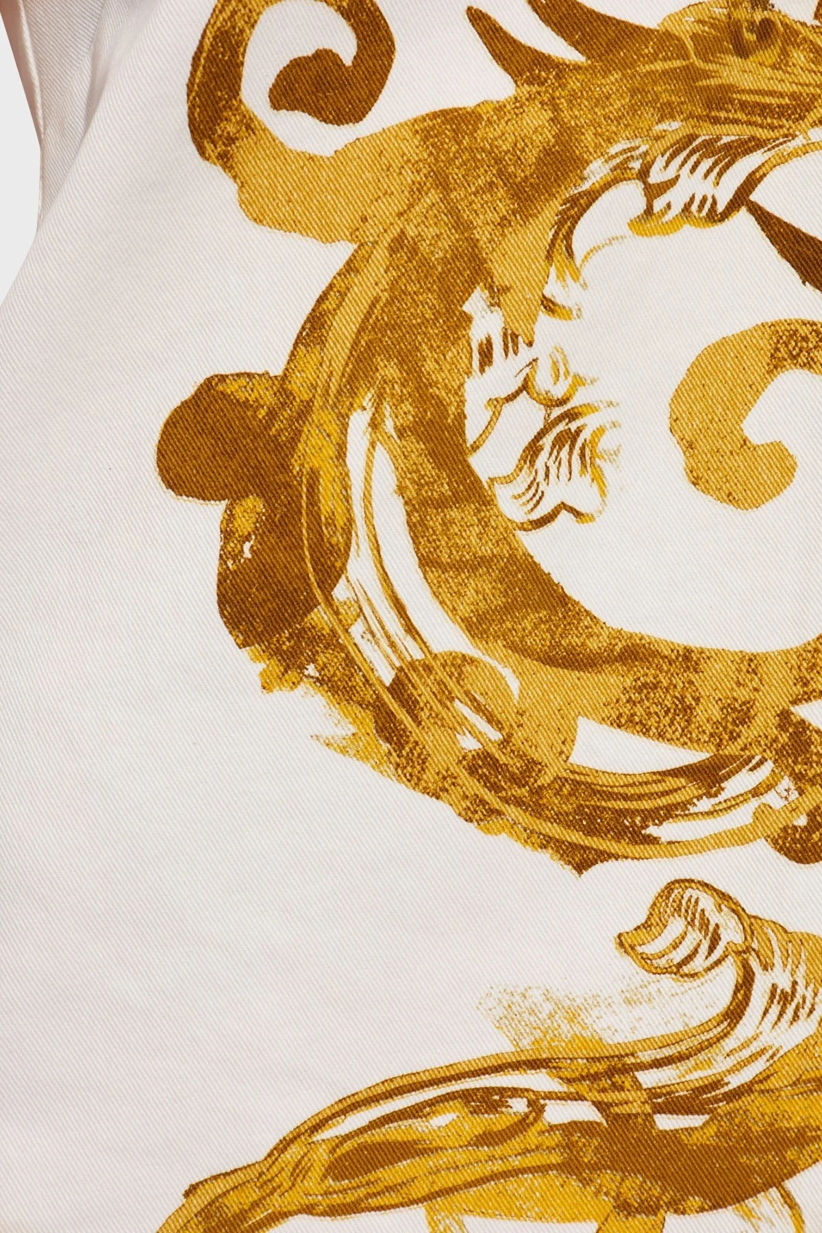 Versace Jeans Couture Desenli Bisiklet Yaka Mini Bayan Elbise 76HAO99P ES108SW0 G03 BEYAZ-GOLD - 3