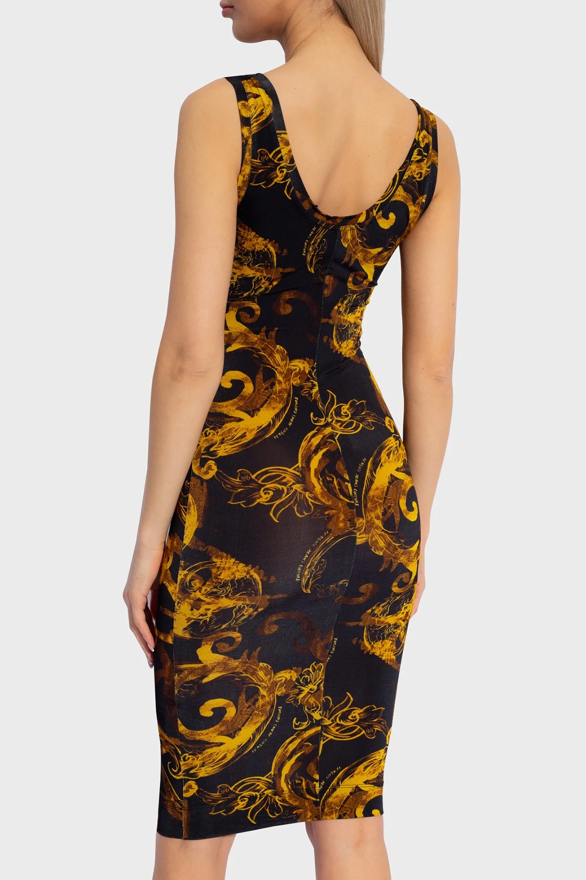 Versace Jeans Couture Desenli Bodycon Kadın Elbise 76HAO9B6 JS291 G89 SİYAH-GOLD - 2