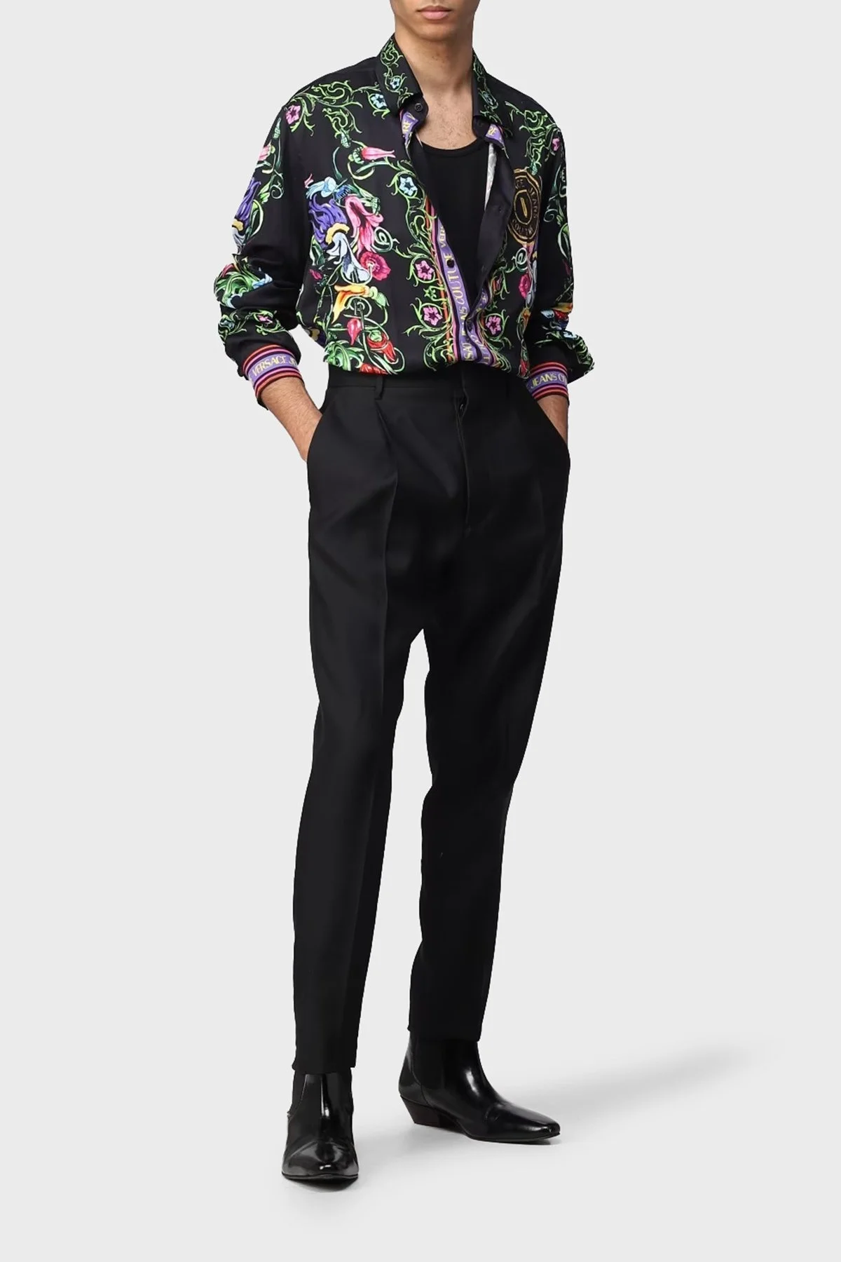 Versace Jeans Couture Desenli Loose Fit Erkek Gömlek 74GAL2RG NS213 G89 SİYAH - 2