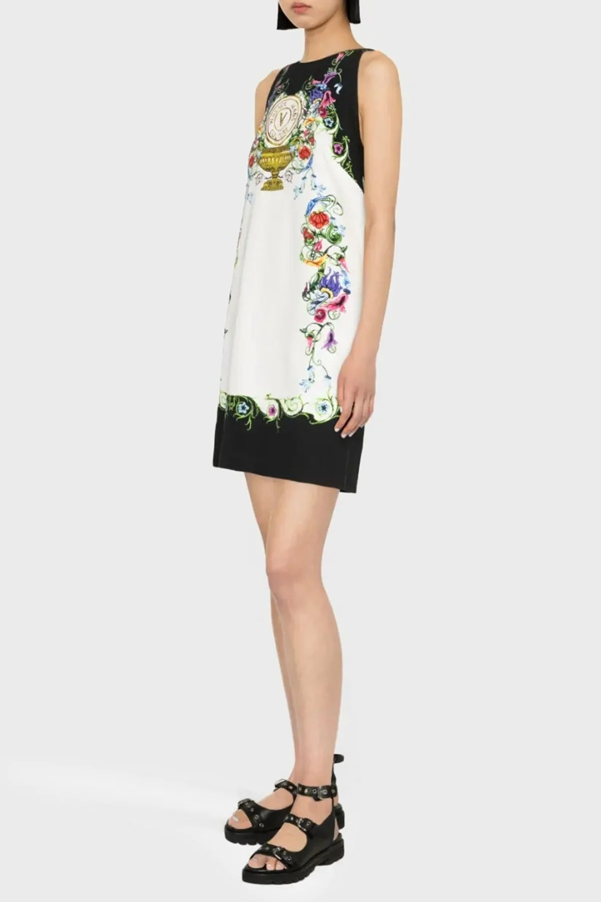 Versace Jeans Couture Desenli Pamuklu A-Line Mini Bayan Elbise 74HAO95P ES058L54 G03 BEYAZ - 3