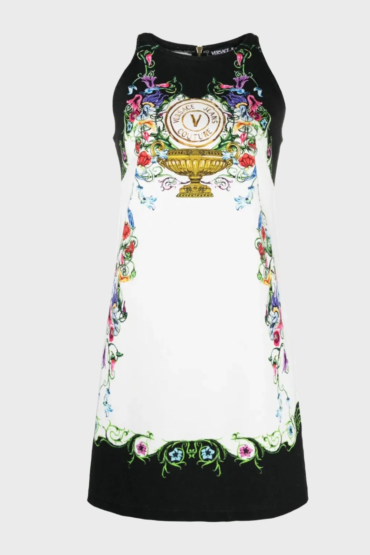 Versace Jeans Couture Desenli Pamuklu A-Line Mini Bayan Elbise 74HAO95P ES058L54 G03 BEYAZ - 4