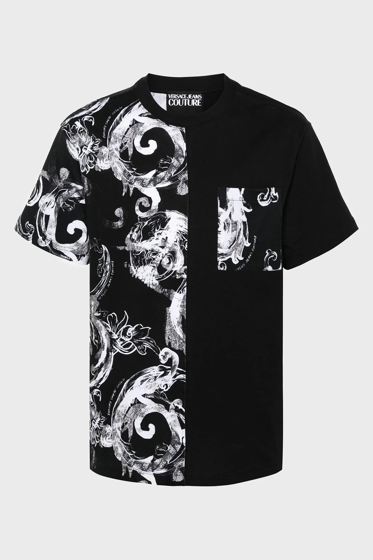 Versace Jeans Couture Desenli Pamuklu Bisiklet Yaka Regular Fit Erkek T Shirt 76GAH611 JS287 899 SİYAH - 10