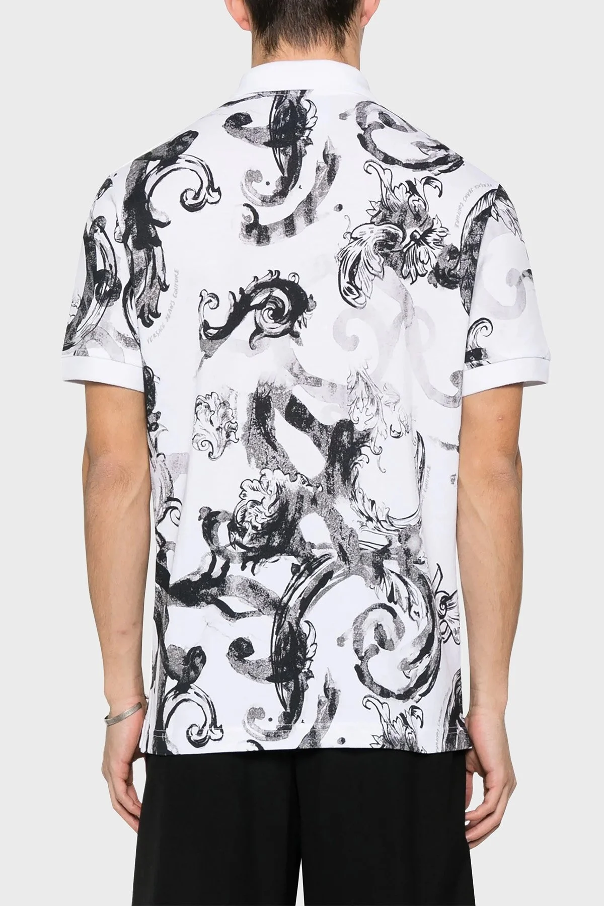 Versace Jeans Couture Desenli Pamuklu Slim Fit Erkek Polo Yaka T Shirt 76GAG6S0 JS286 003 BEYAZ - 2