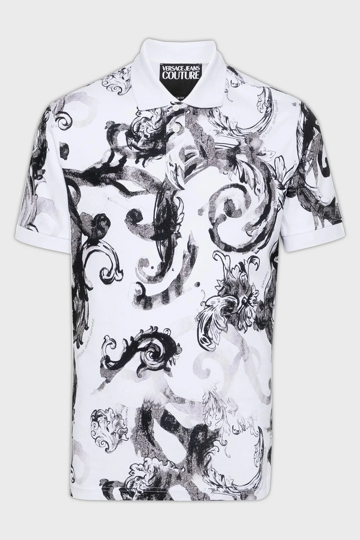 Versace Jeans Couture Desenli Pamuklu Slim Fit Erkek Polo Yaka T Shirt 76GAG6S0 JS286 003 BEYAZ - 5