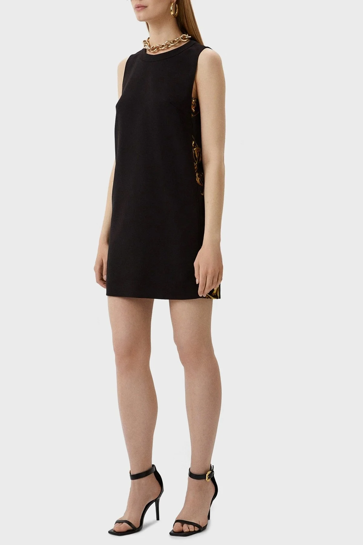 Versace Jeans Couture Desenli Regular Fit Kolsuz Mini Bayan Elbise 72HAO9A1 N0103 899 SİYAH - 2