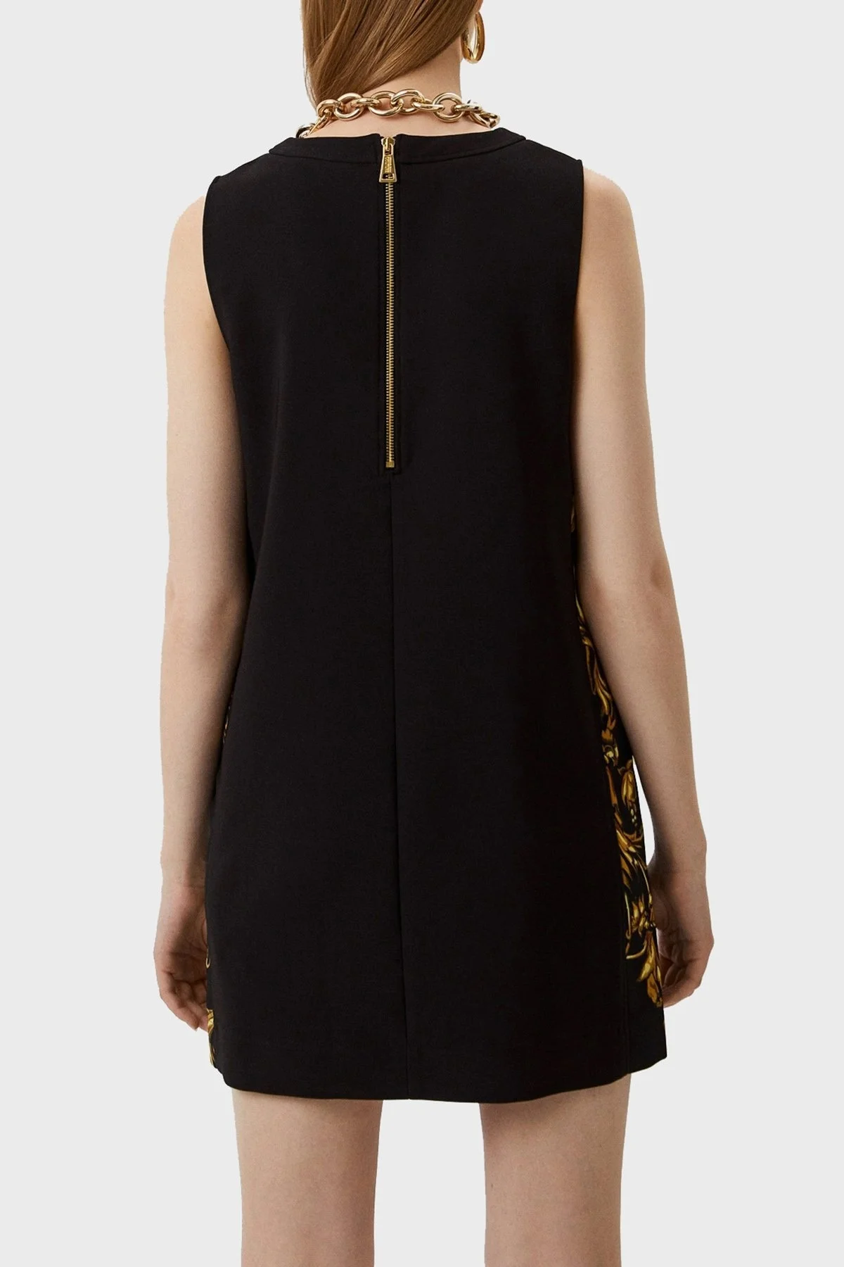 Versace Jeans Couture Desenli Regular Fit Kolsuz Mini Bayan Elbise 72HAO9A1 N0103 899 SİYAH - 3