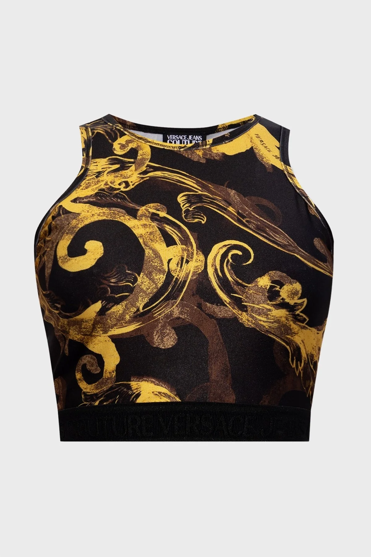 Versace Jeans Couture Desenli Slim Fit Crop Bayan Top 76HAM227 JS292 G89 SİYAH-GOLD - 5