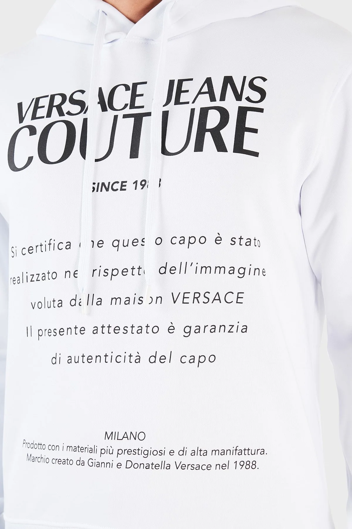 Versace Jeans Couture Logolu Kapüşonlu % 100 Pamuk Erkek Sweat B7GWA7TW 30318 003 BEYAZ - 6