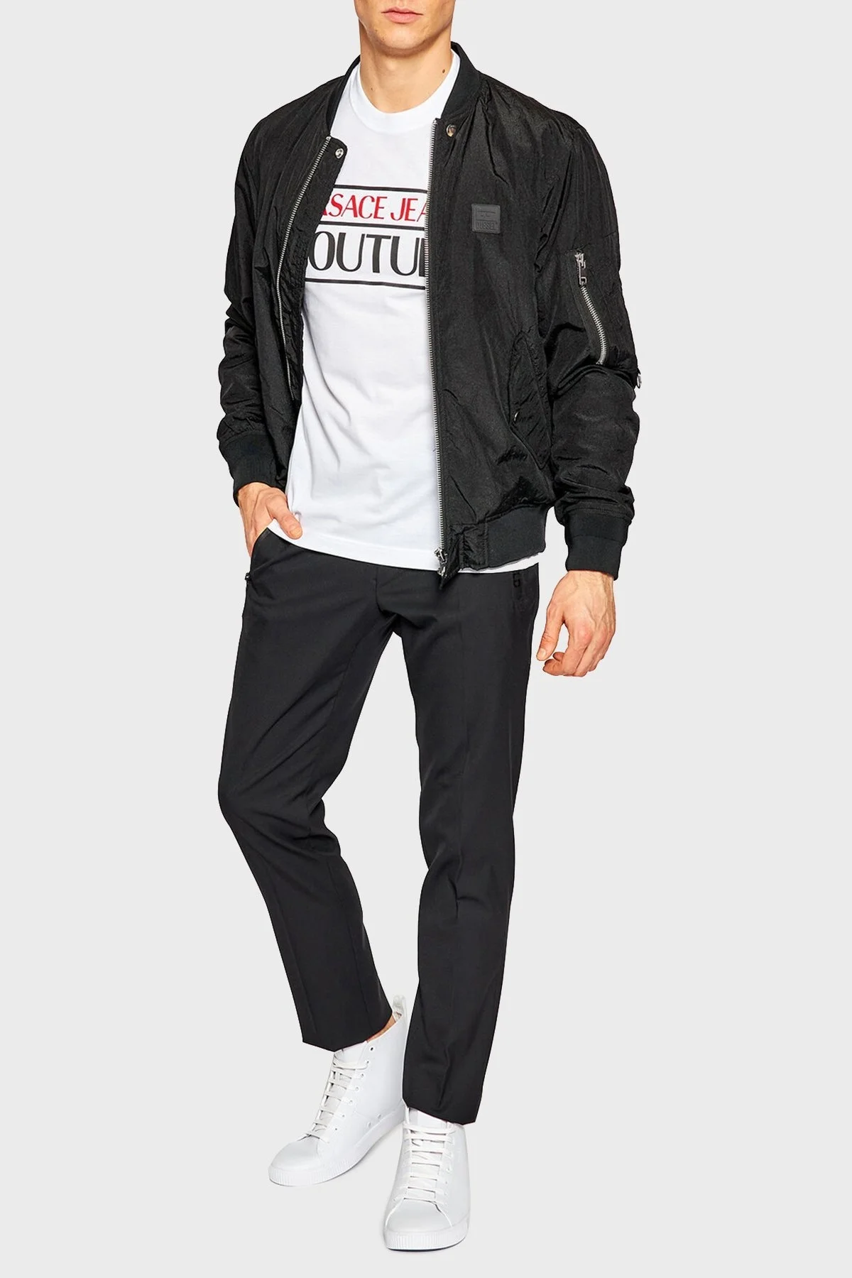 Versace Jeans Couture Baskılı Bisiklet Yaka % 100 Pamuk Erkek T Shirt B3GWA7TC 30319 003 BEYAZ - 2