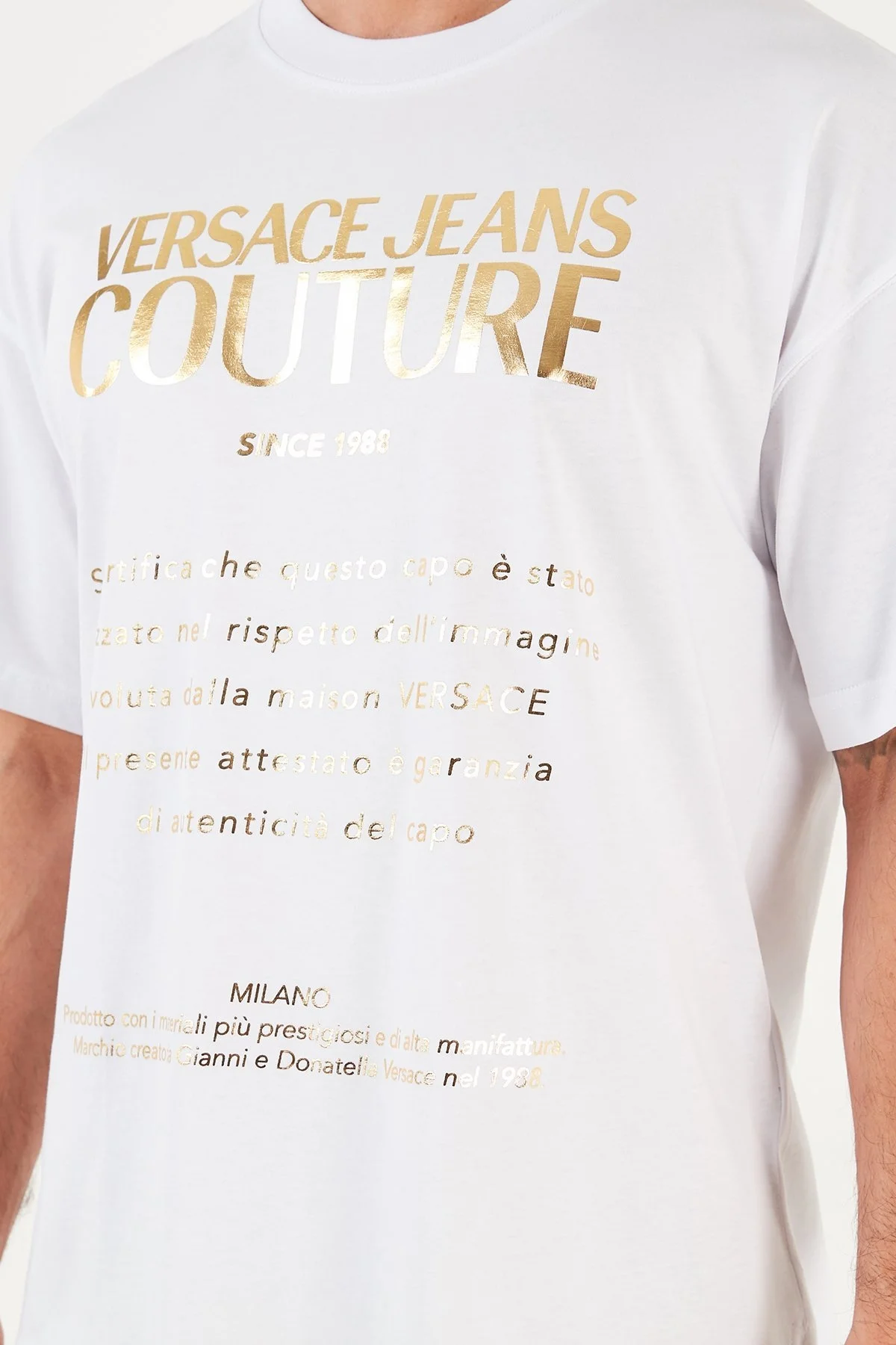 Versace Jeans Couture % 100 Pamuklu Oversize Erkek T Shirt B3GWA7TR 30319 K41 BEYAZ - 6