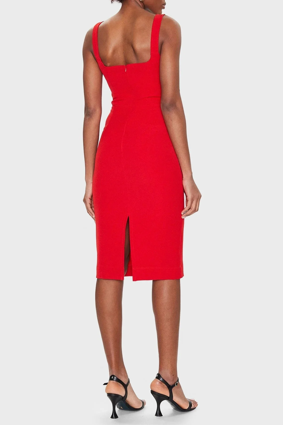 Versace Jeans Couture Fermuarlı Yırtmaçlı Midi Bayan Elbise 74HAO935 N0103 521 KIRMIZI - 3