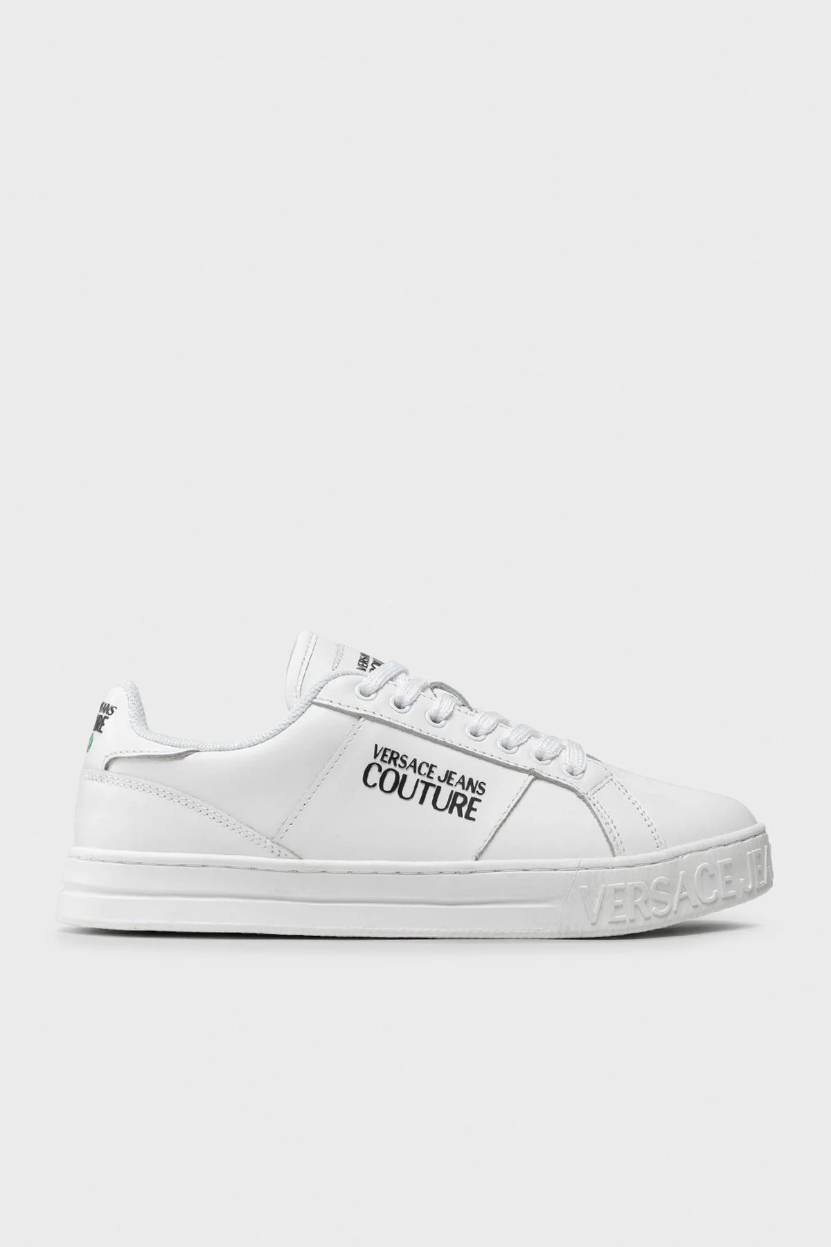 Versace Jeans Couture Hakiki Deri Logolu Sneaker Erkek Ayakkabı 74YA3SKE ZP097 003 BEYAZ - 1