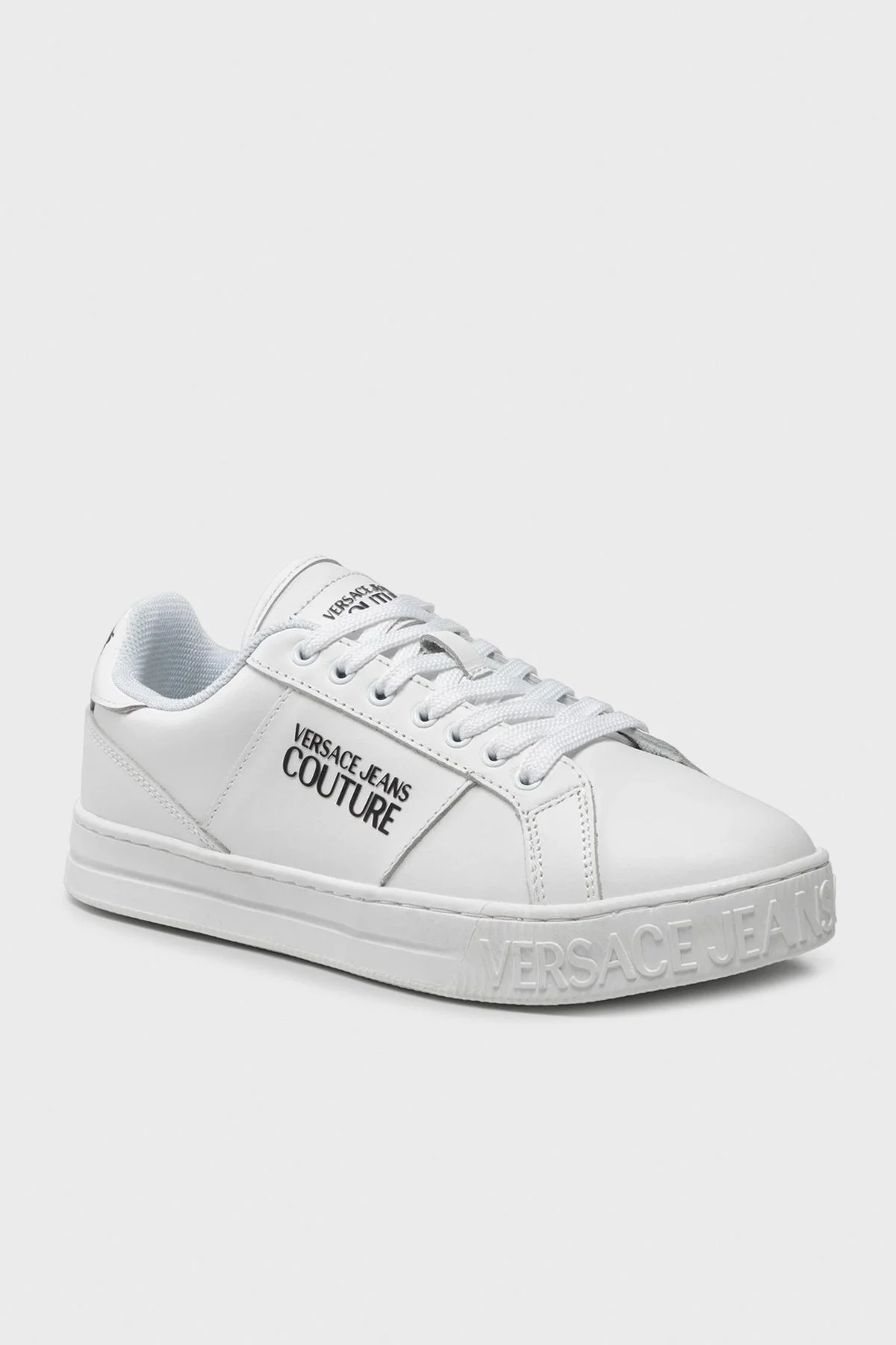 Versace Jeans Couture Hakiki Deri Logolu Sneaker Erkek Ayakkabı 74YA3SKE ZP097 003 BEYAZ - 2