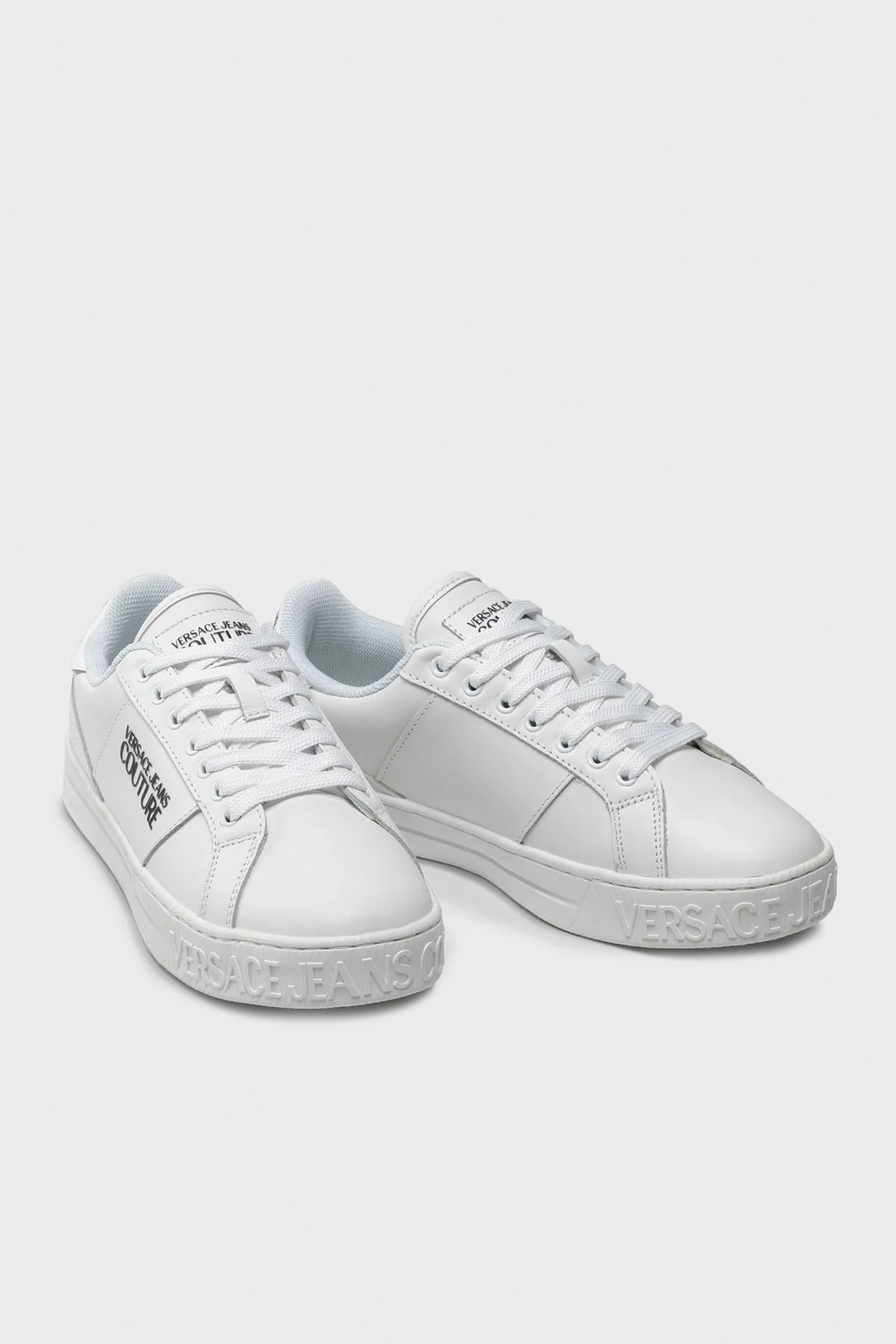 Versace Jeans Couture Hakiki Deri Logolu Sneaker Erkek Ayakkabı 74YA3SKE ZP097 003 BEYAZ - 3