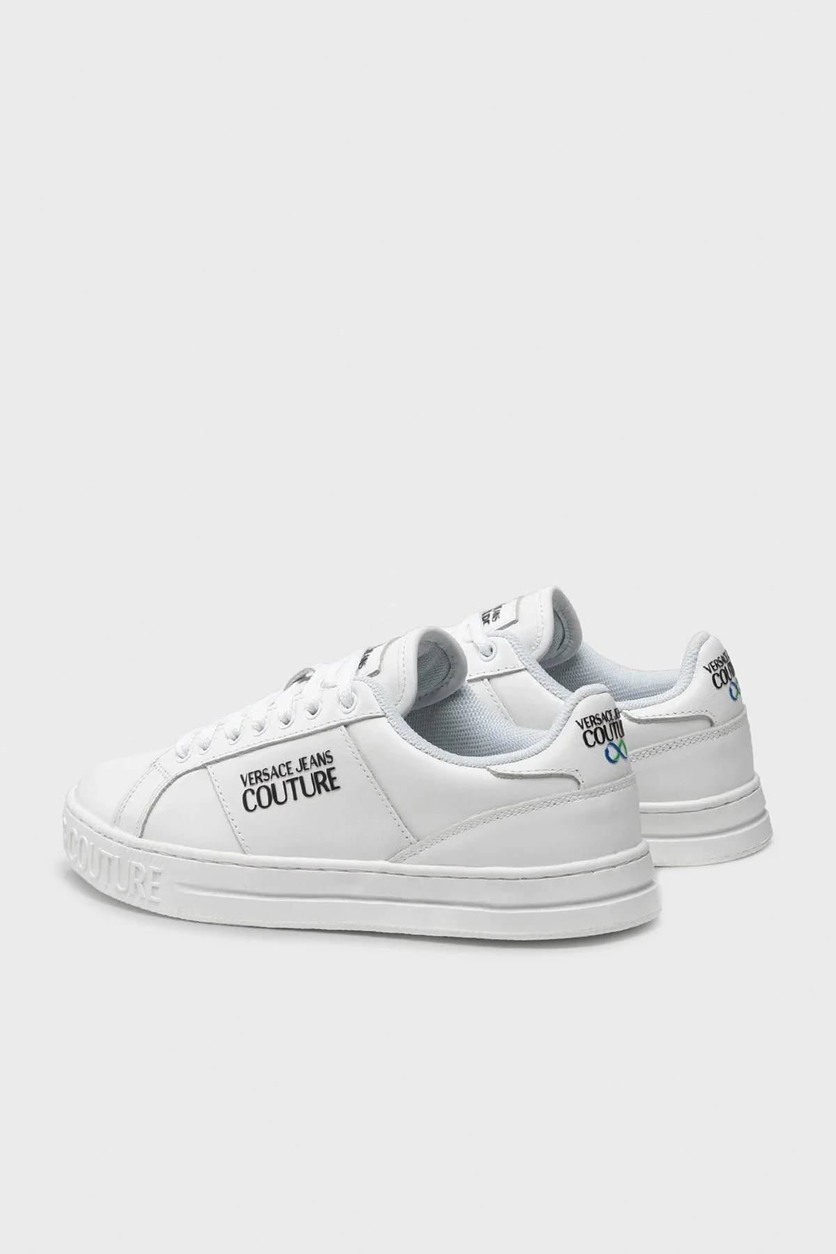 Versace Jeans Couture Hakiki Deri Logolu Sneaker Erkek Ayakkabı 74YA3SKE ZP097 003 BEYAZ - 4