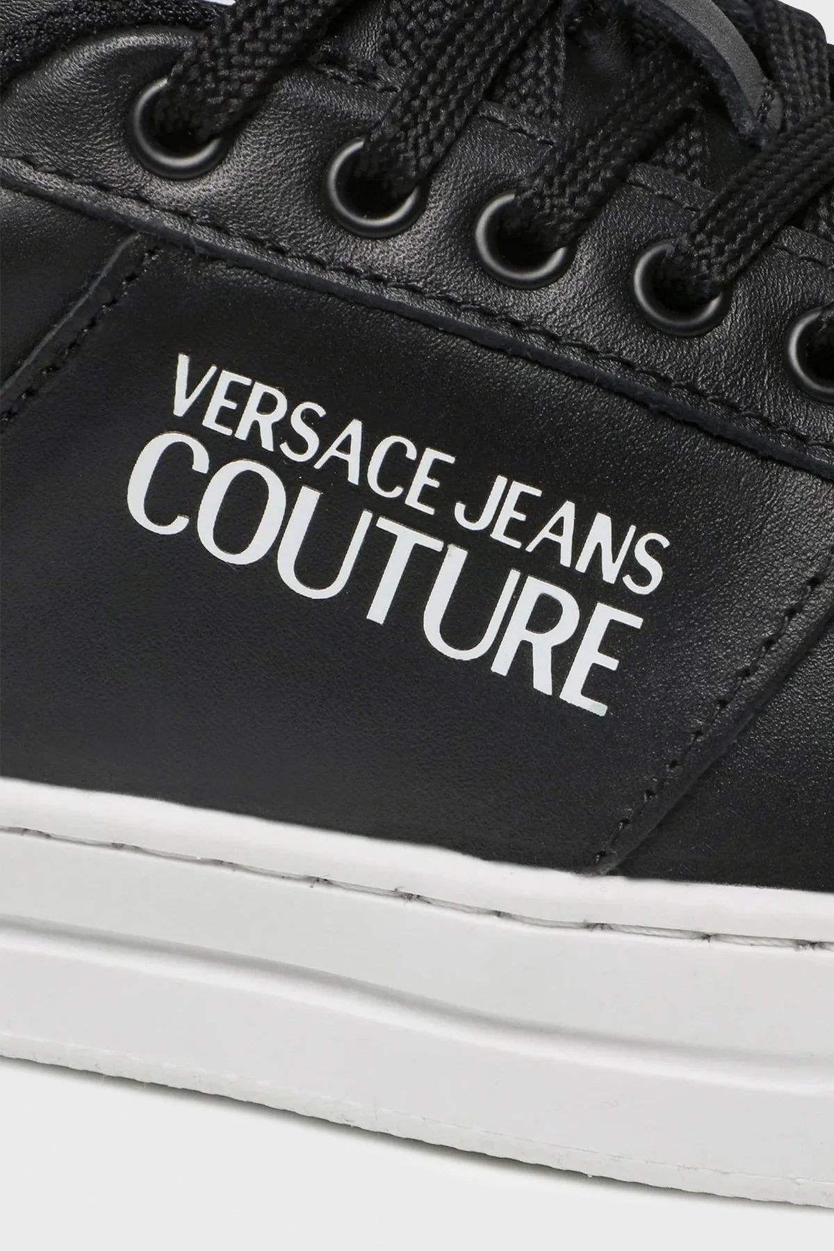 Versace Jeans Couture Hakiki Deri Logolu Sneaker Erkek Ayakkabı 74YA3SKE ZP097 899 SİYAH - 5