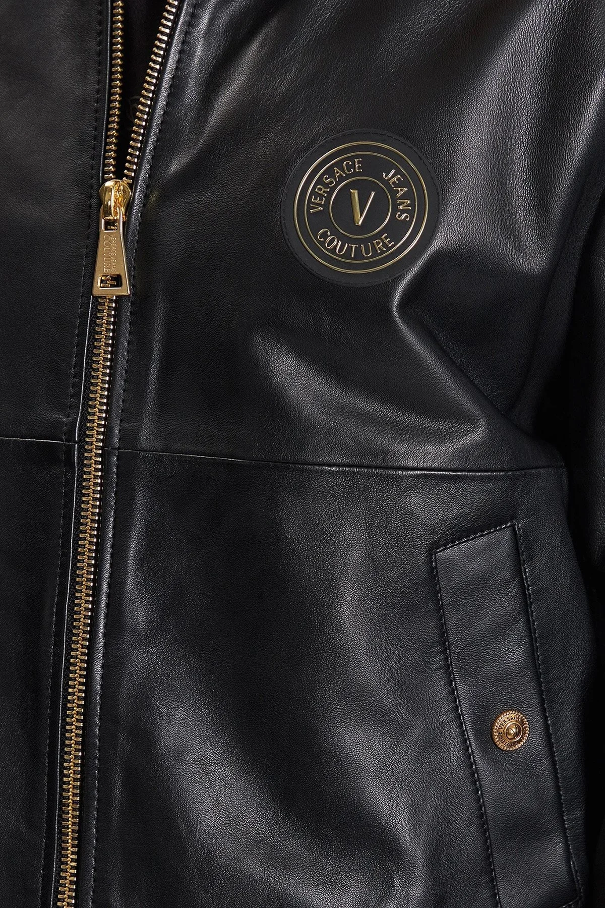 Versace Jeans Couture Kolej Yaka Cepli Logolu Regular Fit Erkek Deri Ceket 74GAVP07 CPPS3 899 SİYAH - 4