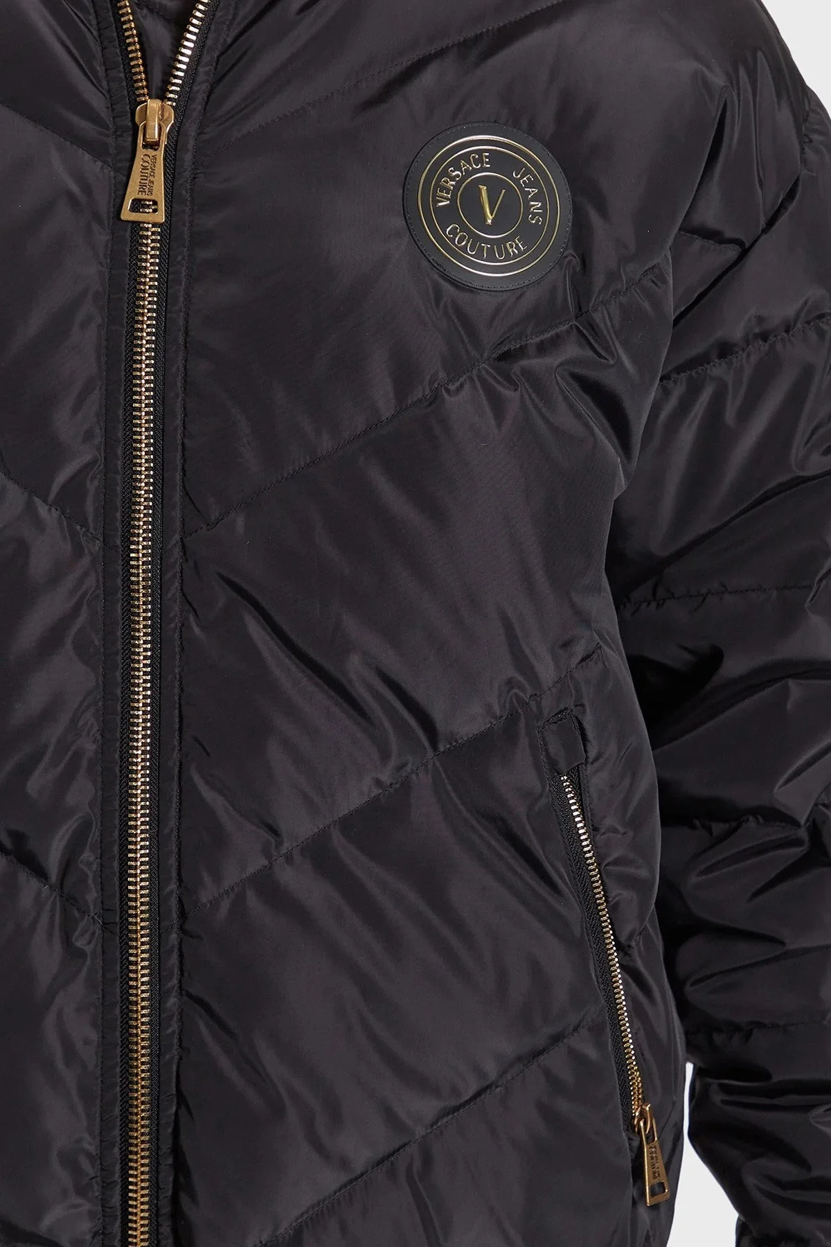 Versace Jeans Couture Kuş Tüyü Dolgulu Kapüşonlu Fermuarlı Cepli Regular Fit Şişme Erkek Mont 74GAUD17 CQ01D G89 SİYAH - 5