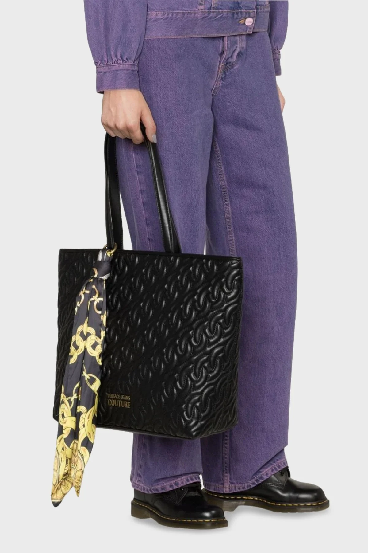 Versace Jeans Couture Logo Baskılı Fularlı Tote Bayan Çanta 75VA4BA9 ZS803 899 SİYAH - 2