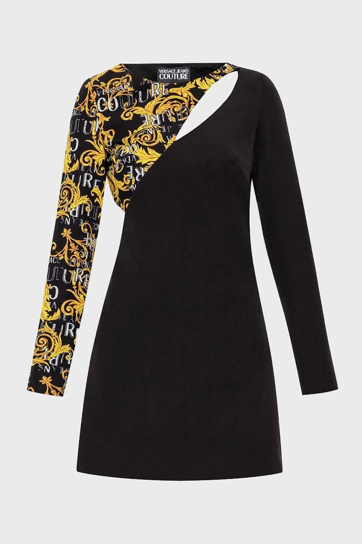 Versace Jeans Couture Logo Desen Baskılı Sırt Dekolteli Regular Fit Mini Bayan Elbise 74HAO910 N0103 899 SİYAH - 5