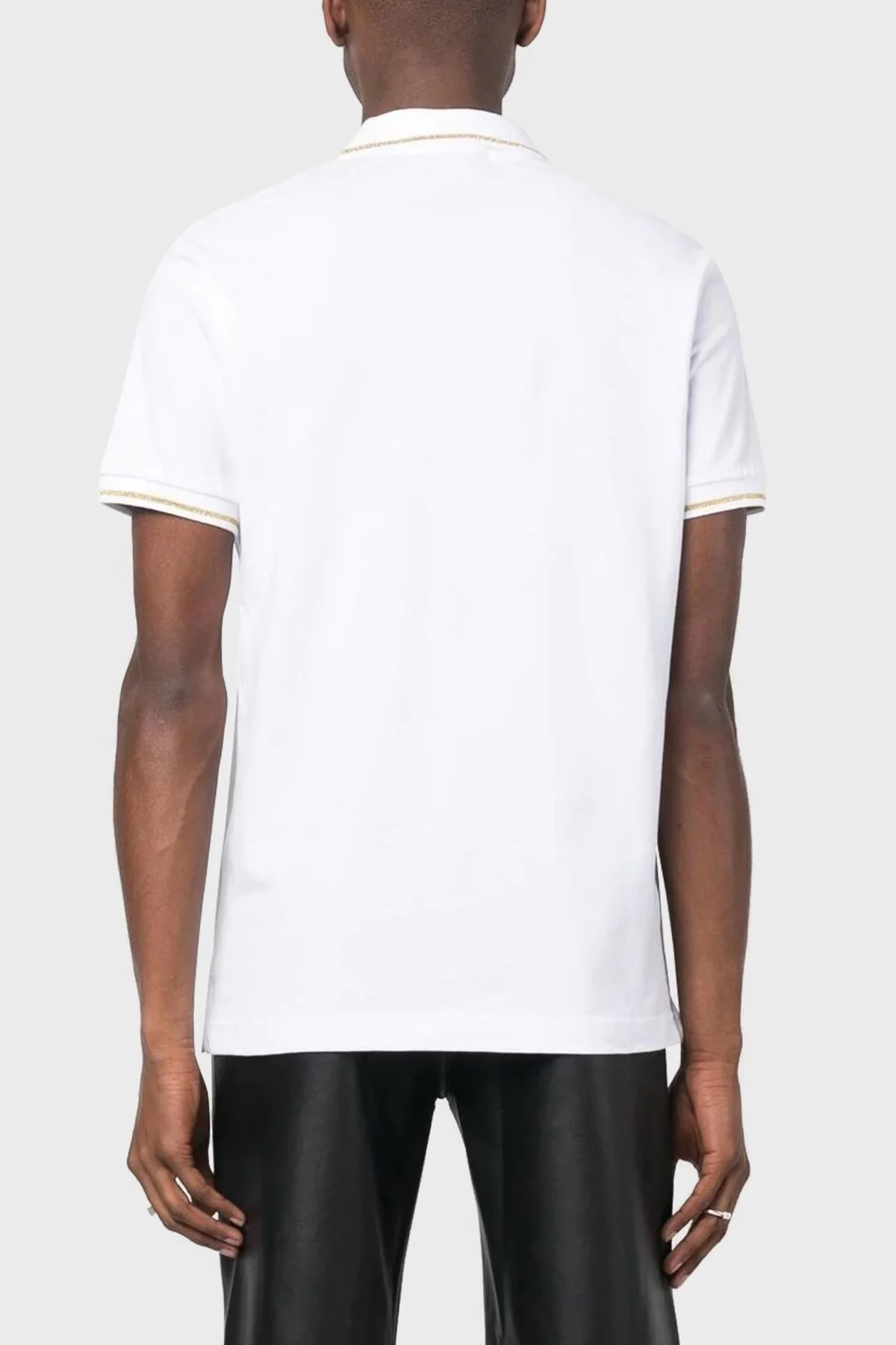 Versace Jeans Couture Logolu % 100 Pamuk Slim Fit Erkek Polo Yaka T Shirt 74GAGT08 CJ01T G03 BEYAZ - 3