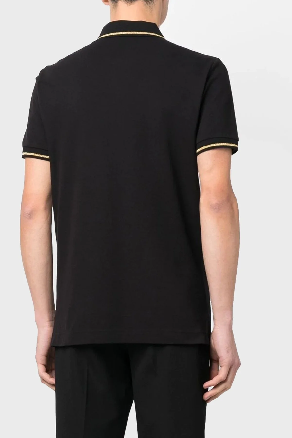 Versace Jeans Couture Logolu % 100 Pamuk Slim Fit Erkek Polo Yaka T Shirt 74GAGT08 CJ01T G89 SİYAH - 2