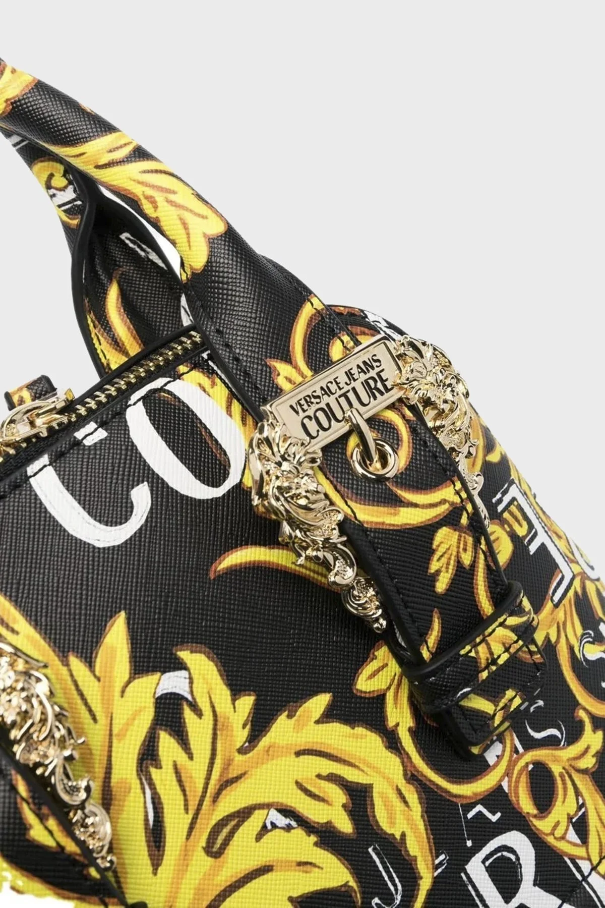 Versace Jeans Couture Logolu Barok Desenli Çıkarılabilir Uzatma Askılı Bayan Çanta 74VA4BF7 ZS597 G89 SİYAH - 4