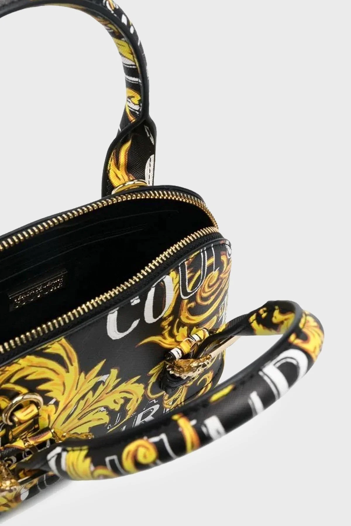 Versace Jeans Couture Logolu Barok Desenli Çıkarılabilir Uzatma Askılı Bayan Çanta 74VA4BF7 ZS597 G89 SİYAH - 5